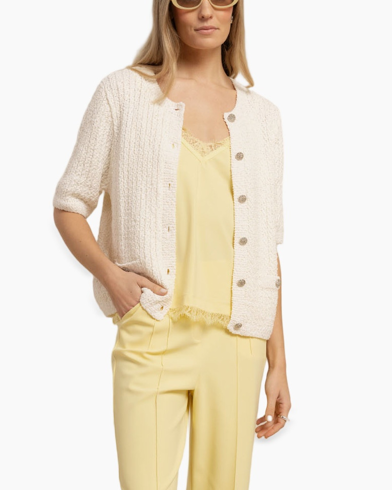 mouwloze top?, lace trim, spaghetti straps, lichtrijke gele, silkachtige stof