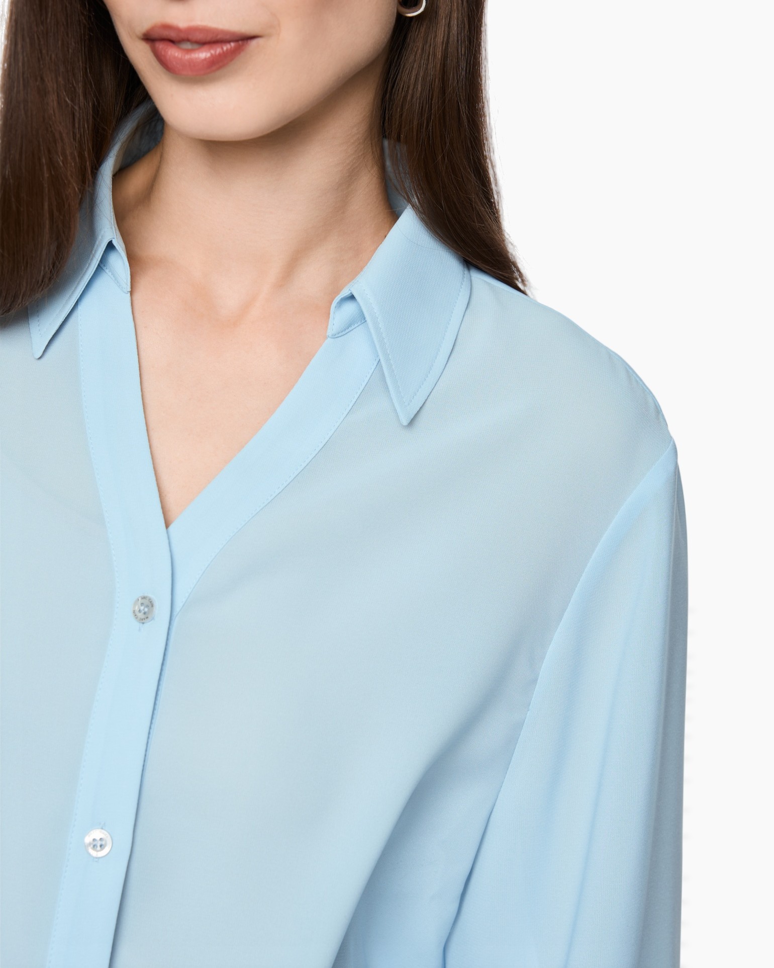 hemd, blouse, knopen blouse, kraag, lichtblauw