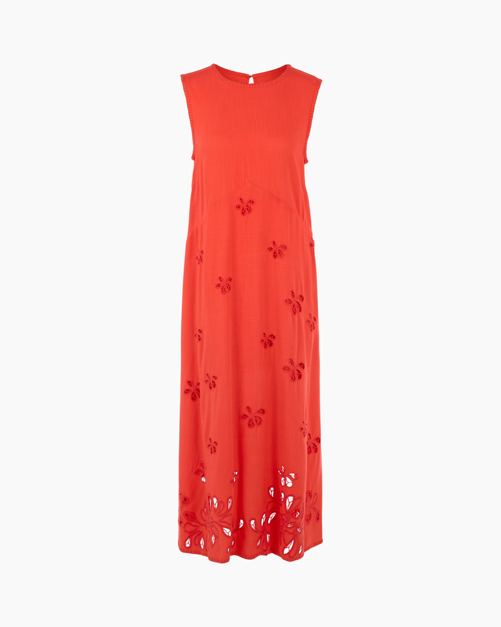 dress, maxi dress, sleeveless, orange, embroidery