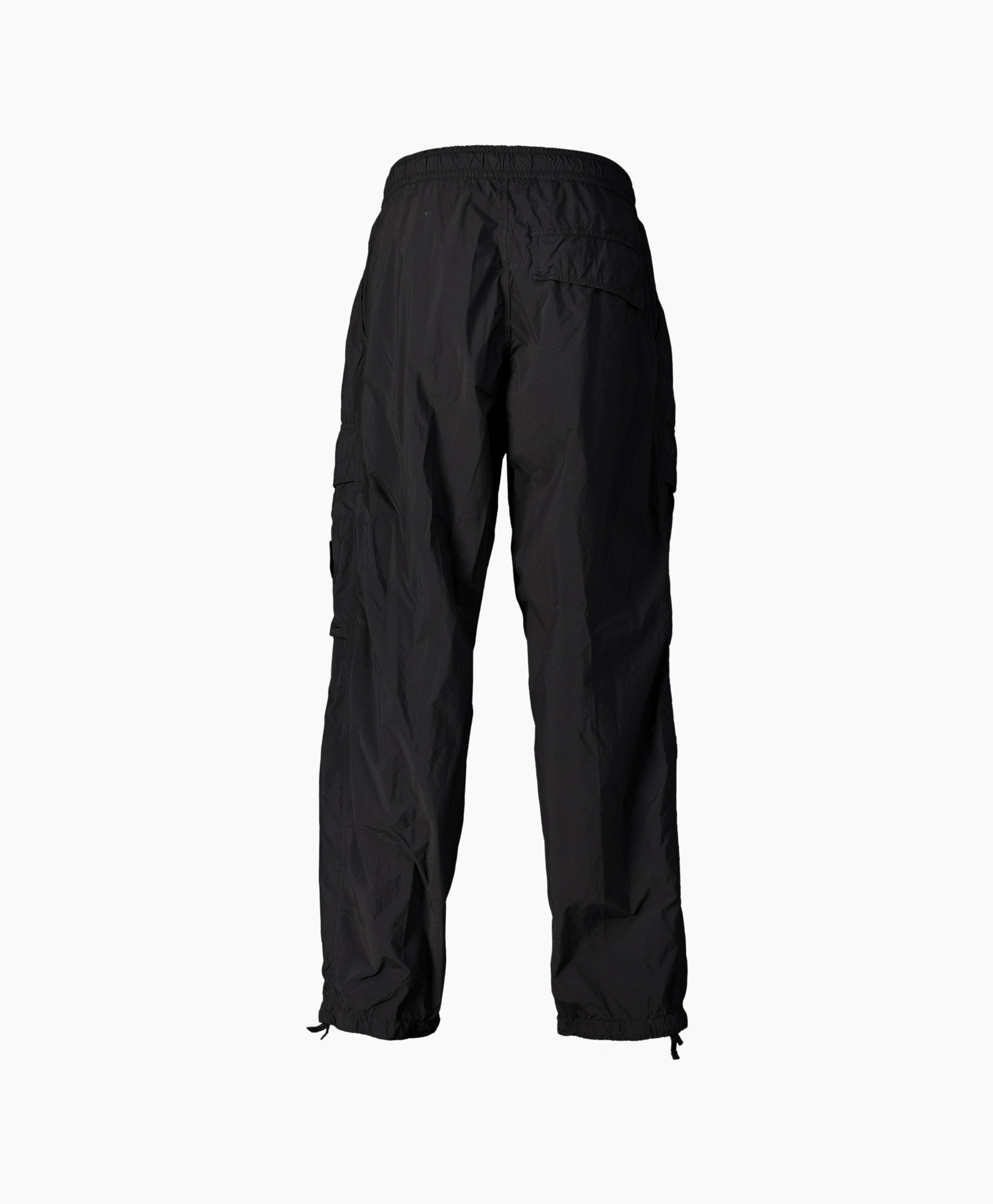 broek, cargo broek, zwart, brede taille elastiek, tosselkoord