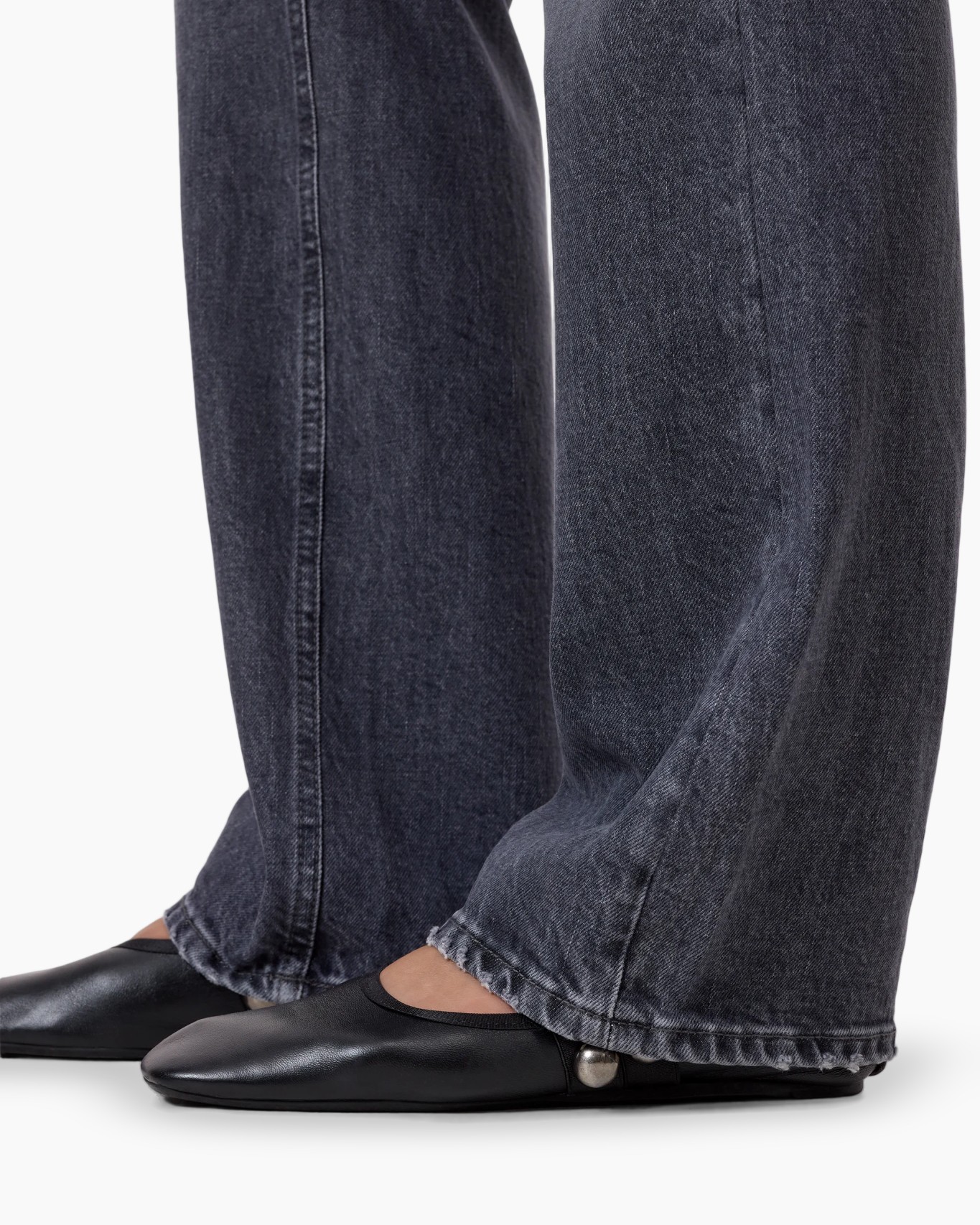 spijker, broek, denim, blauw, wijd uitlopend