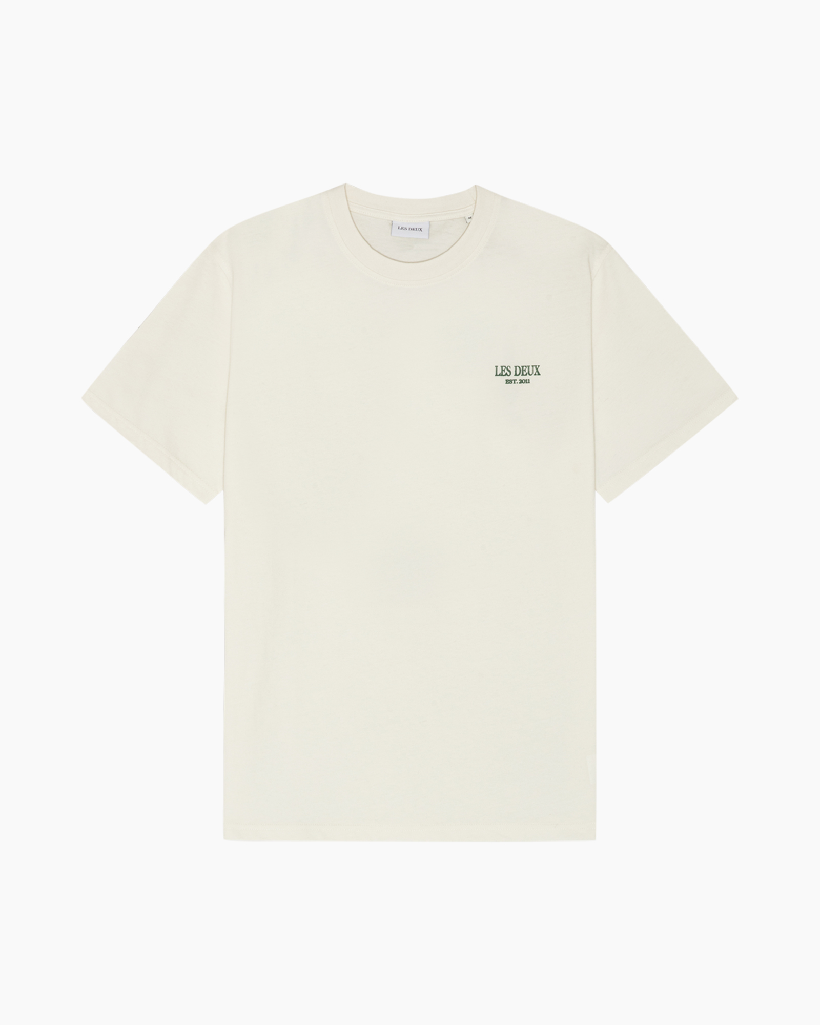 t-shirt, korte mouw, crewnek, katoen, crème/beige