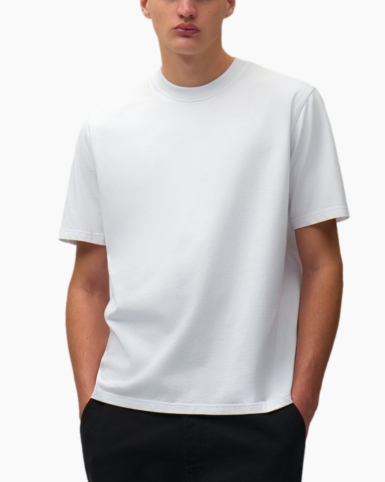 t-shirt, korte mouwen, crewnek, wit, katoen