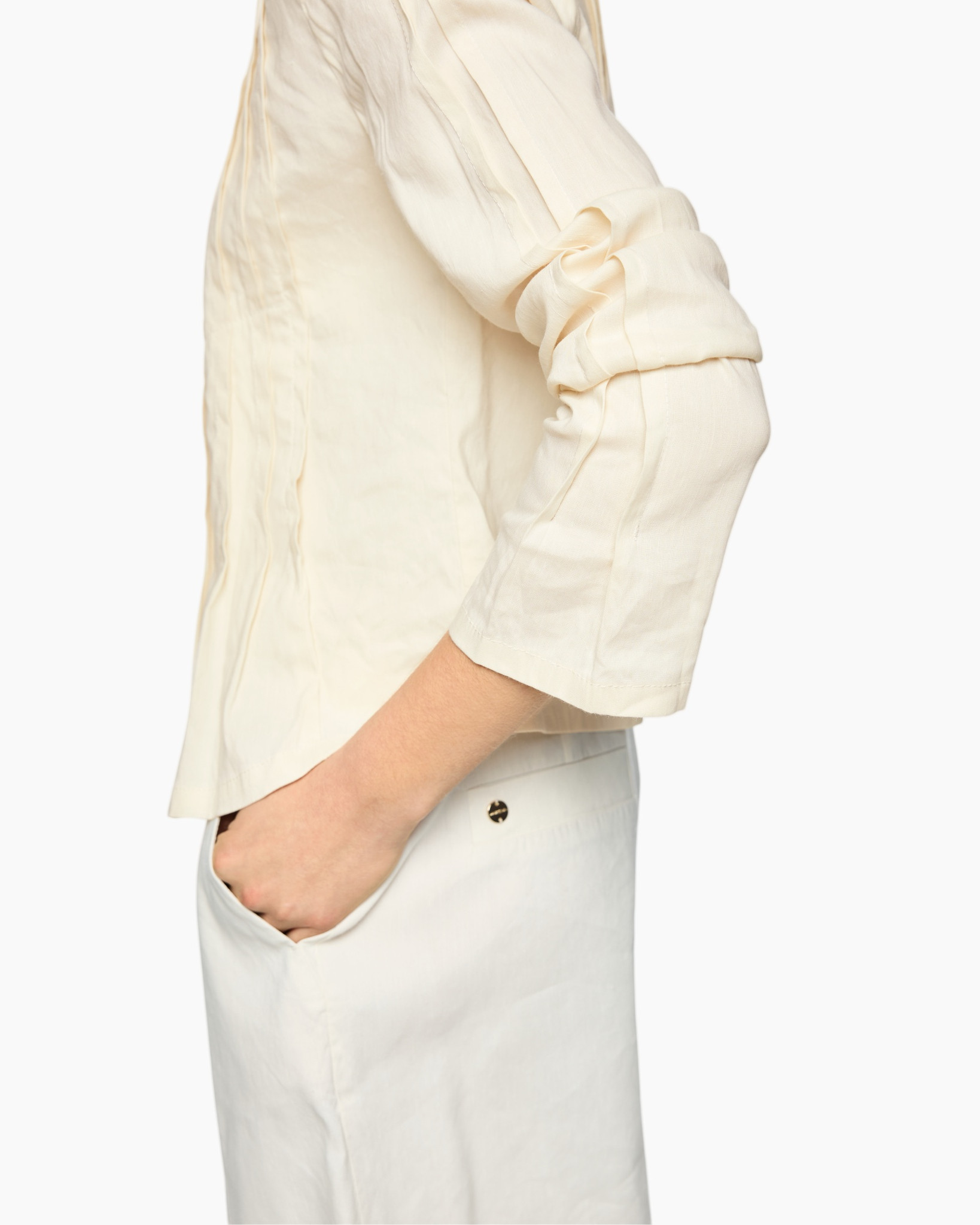 shirt, linen, long sleeve, beige, pocket