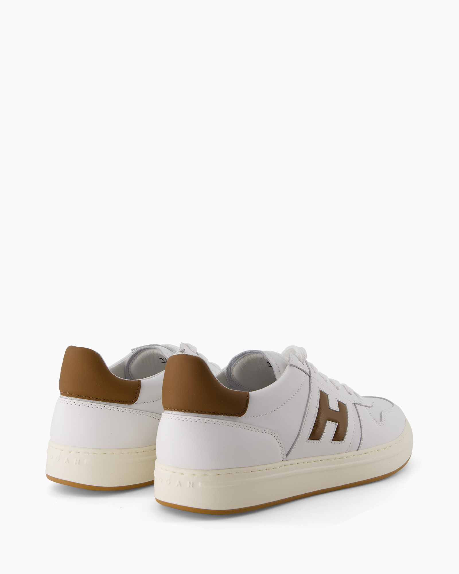 sneakers, witte, casual, bruine hiel, lage schoen
