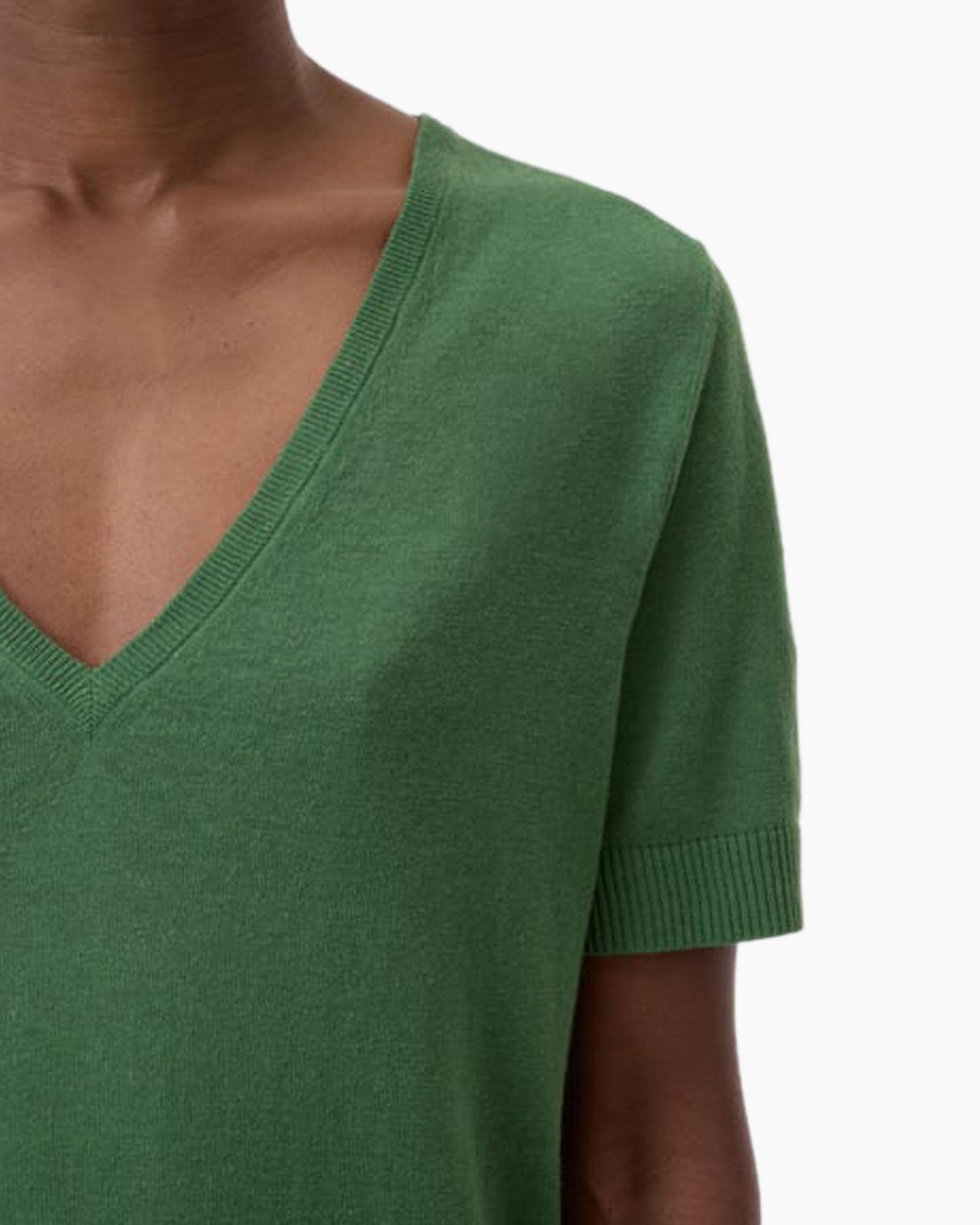 T-shirt V Neck Short Sleeve Groen