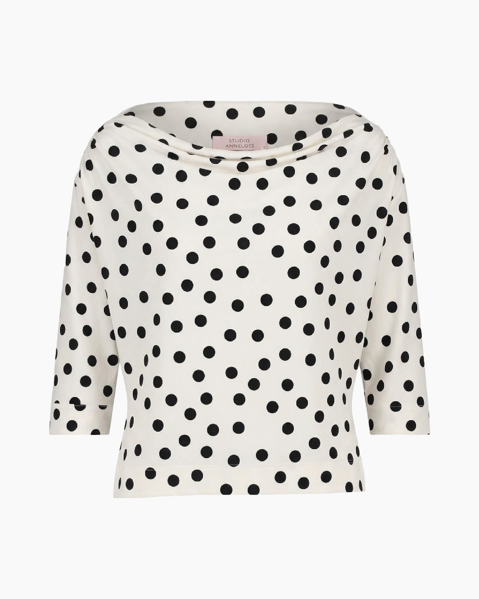 polkadot, top, 3/4sleeve, wit, print