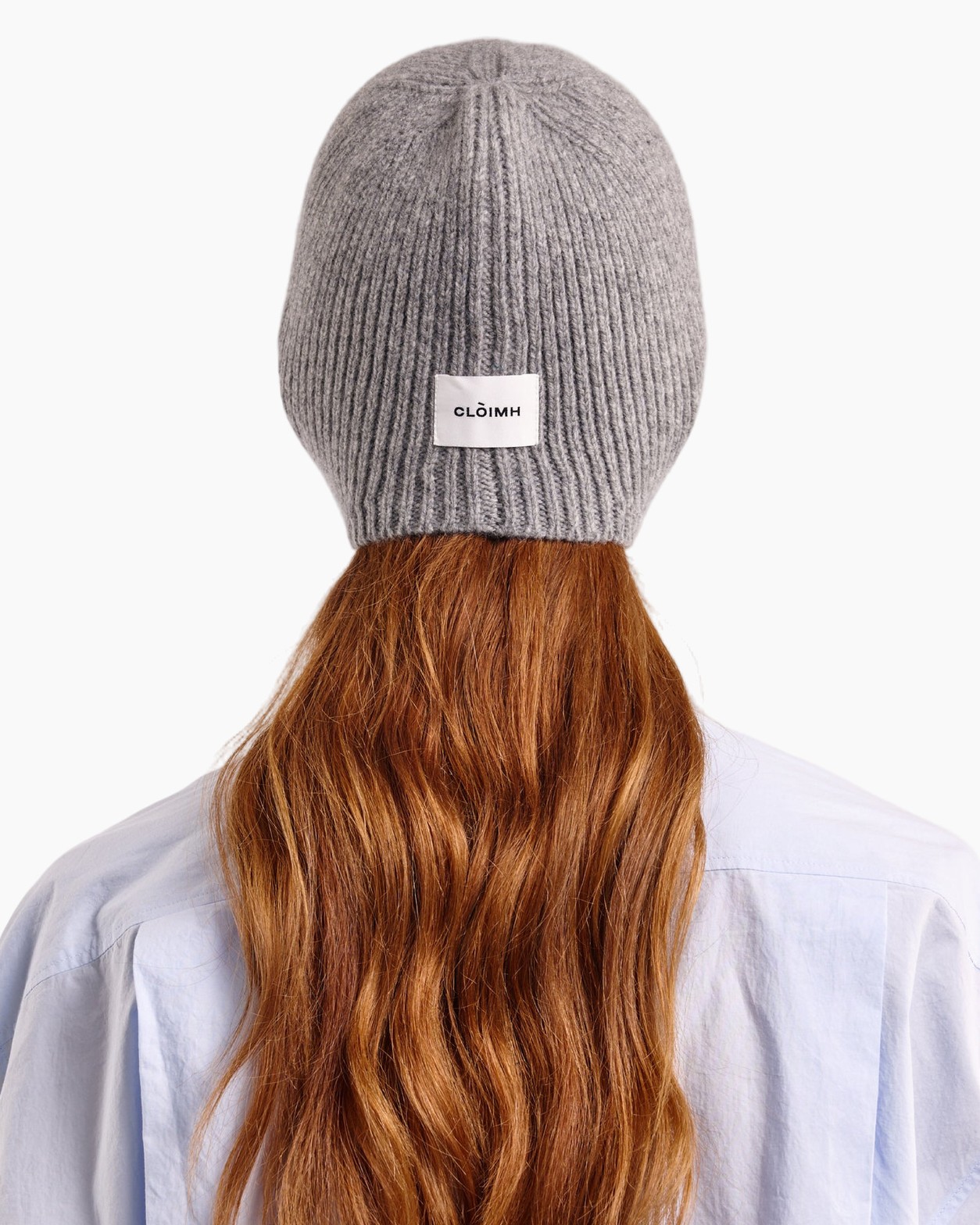 muts, beanie, grijs, ribbel, label