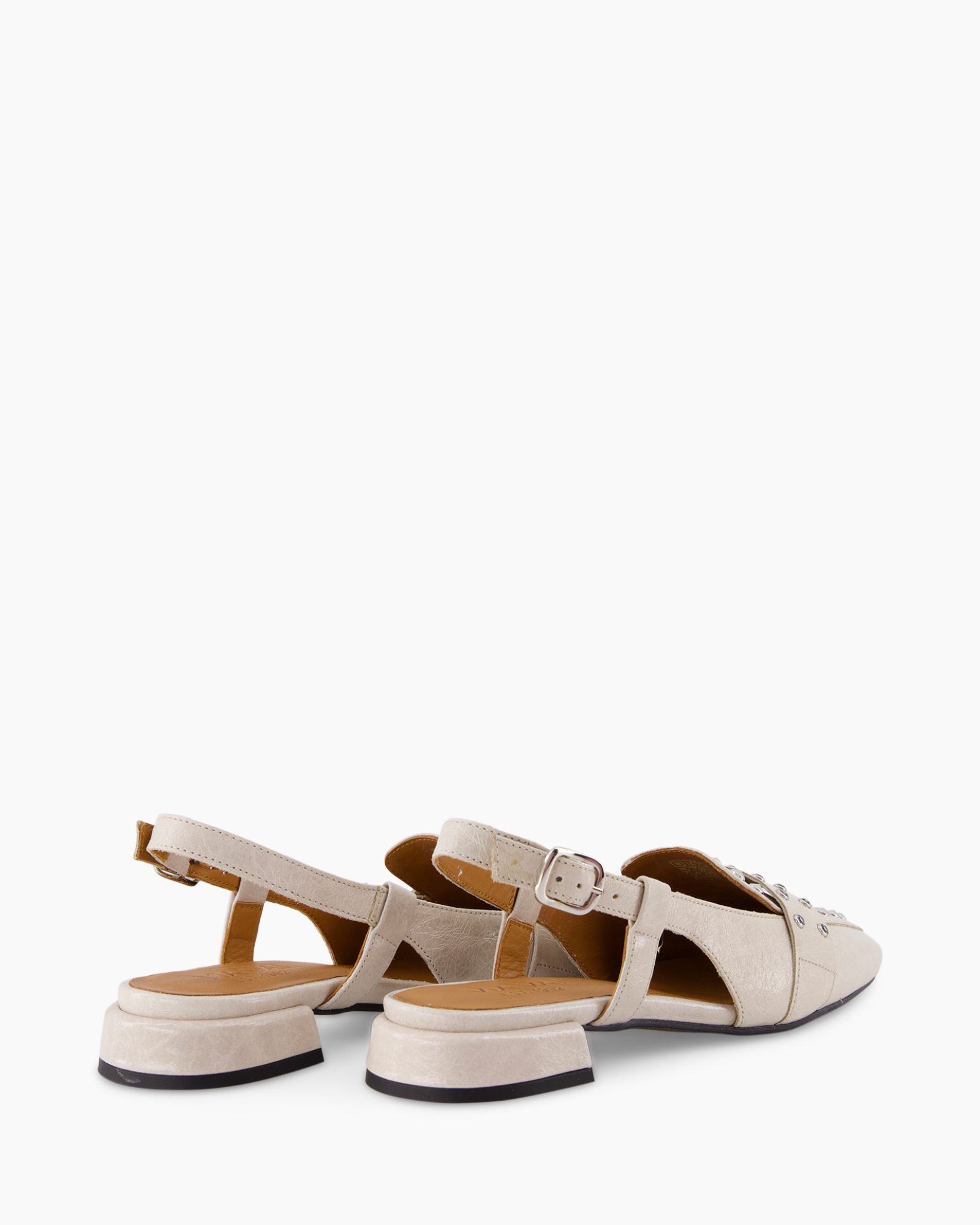 sandalen, open tenen, slingshot, blokhak, beige