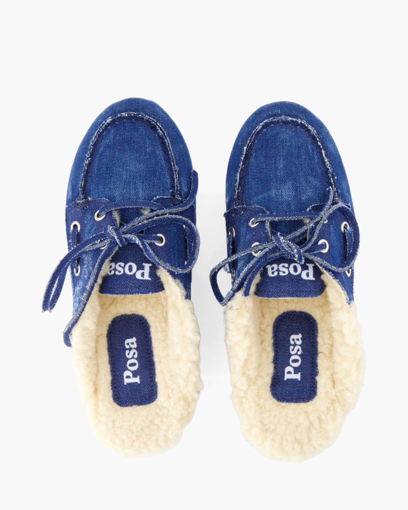 Denimschoenen, Blauw denim, Vetersluiting, Fleecevoering
