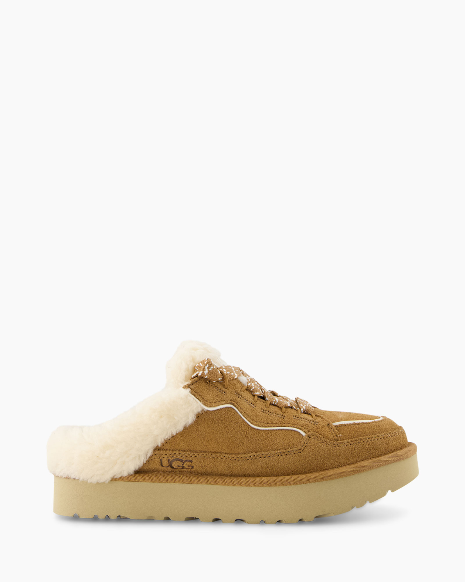mule, slof, schapenvacht, suede, platforms