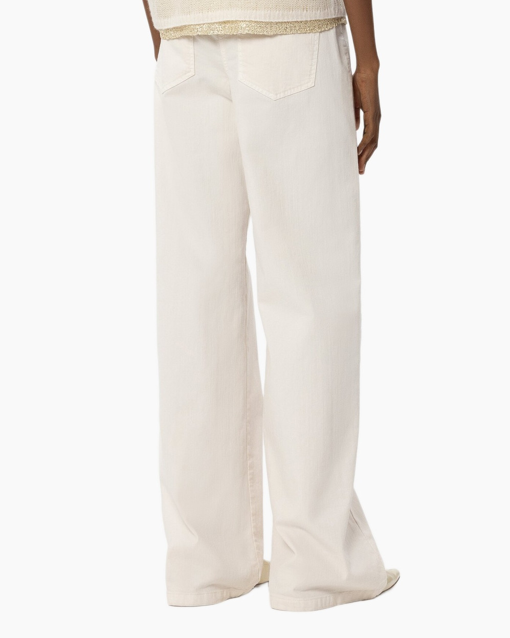 wide-leg pants, cream color, high-waist, front pockets, buttoned waist