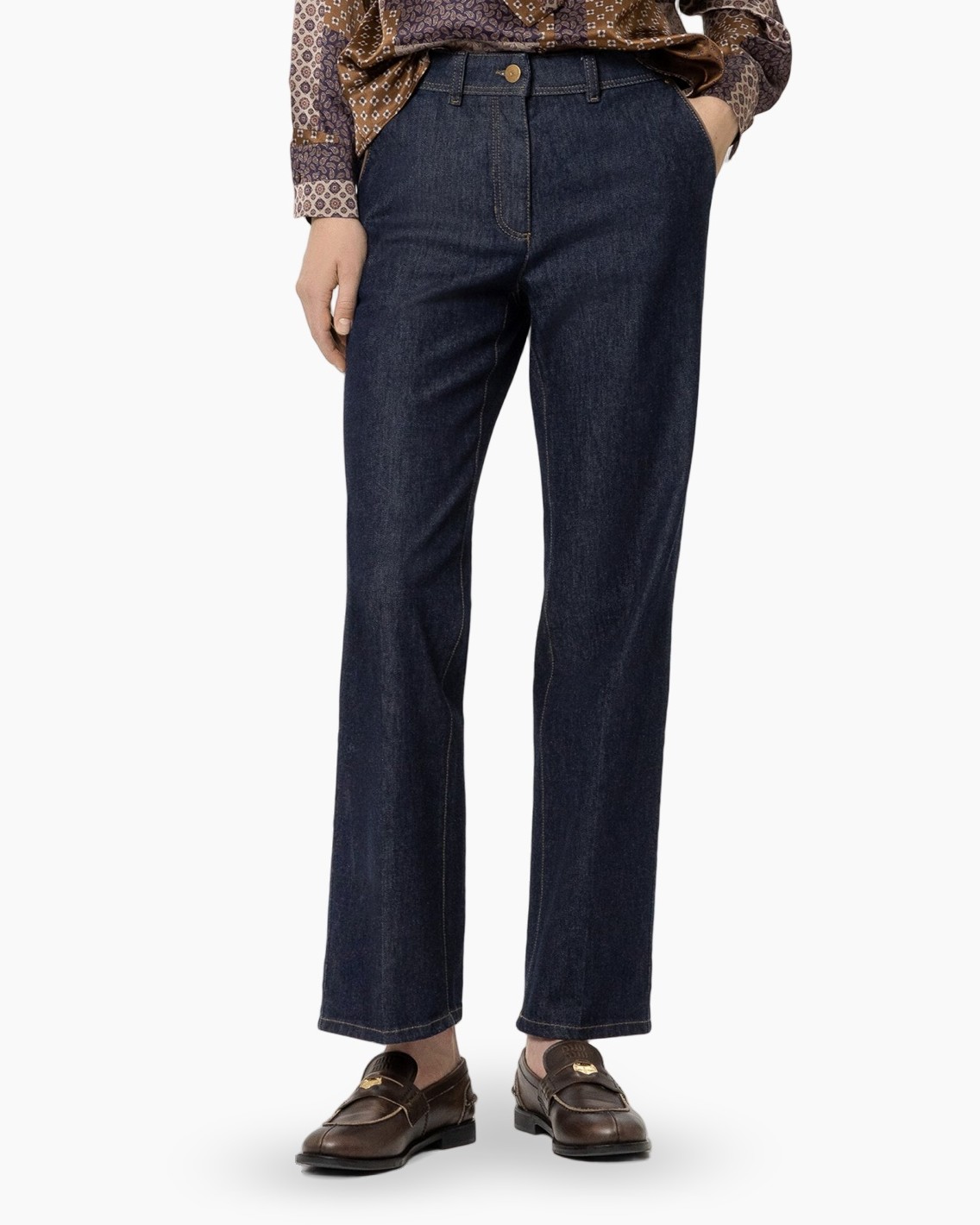 spijkerbroek, denim, broek, rechte pijp, donkerblauw