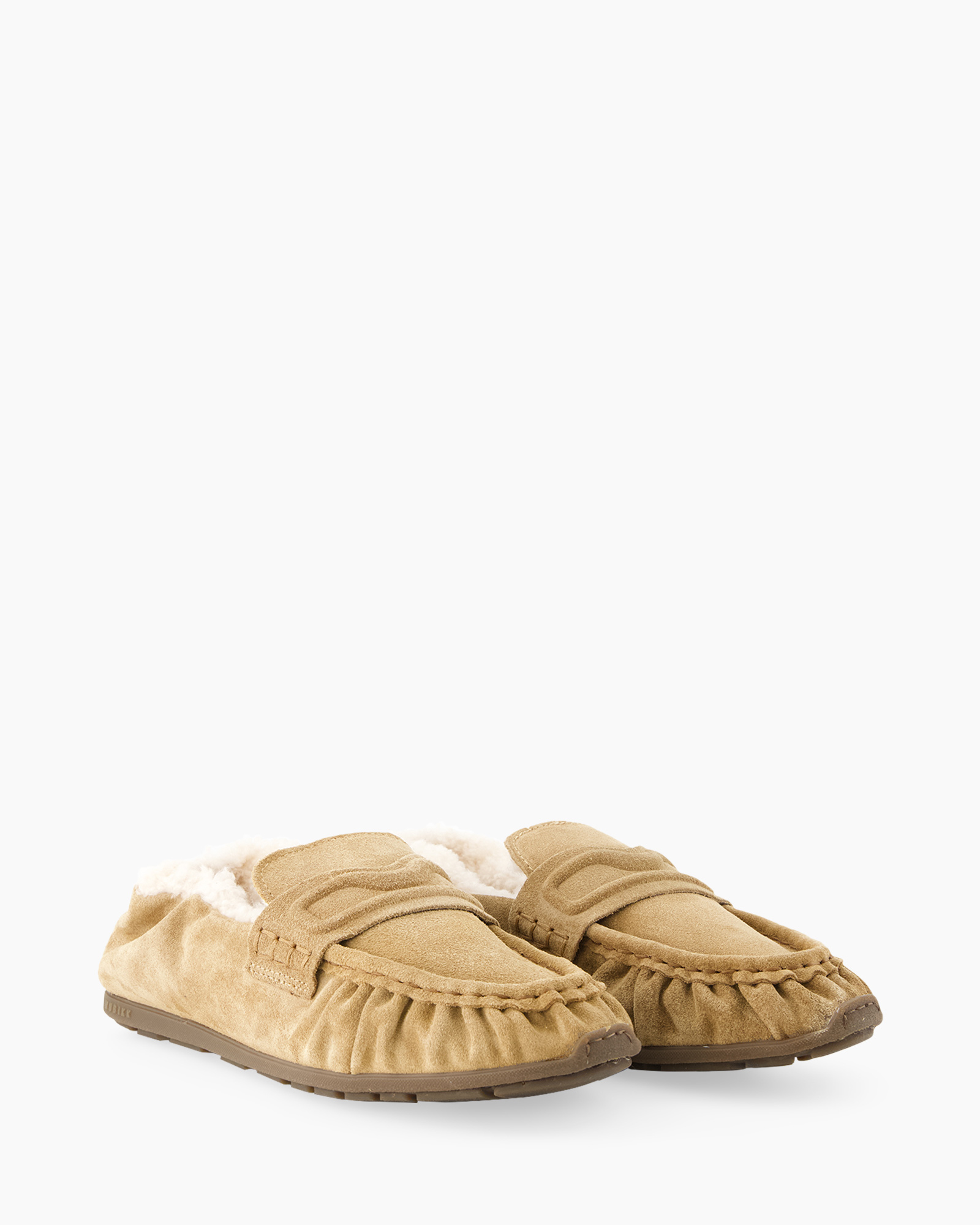 pantoffels, mocassin, tan, schapenwol, instap