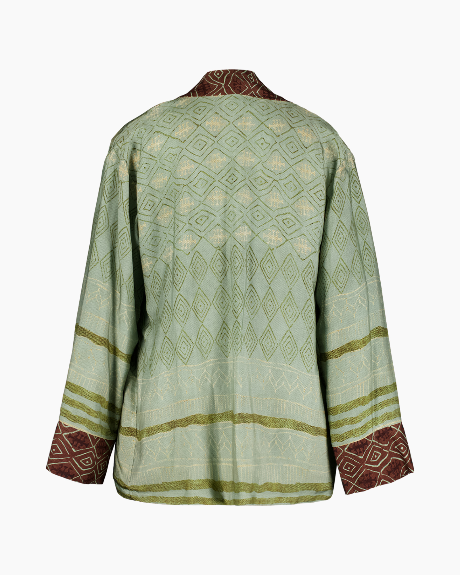 kimono, kimono jas, geometrisch patroon, lange mouwen, mintgroen, kimono, kimono jas, geometrisch patroon, langer mouw, groen bruin