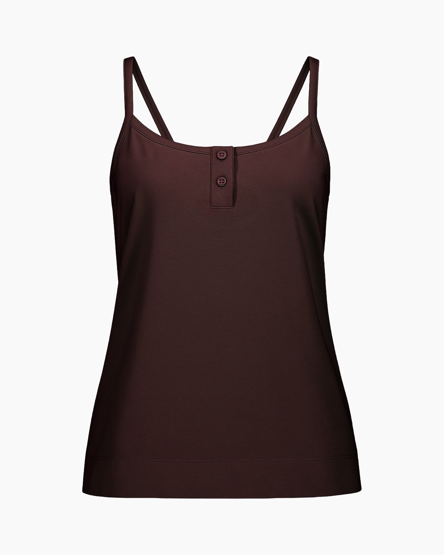 tanktop, mouwloos, knopen, effen kleur, bruin