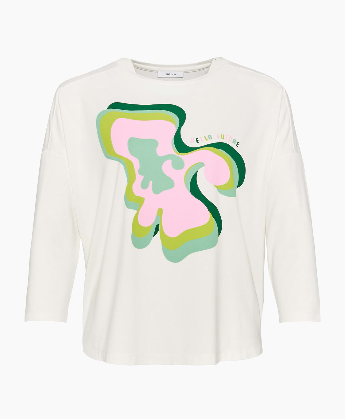 Opus T-shirt Sutura Print Ecru