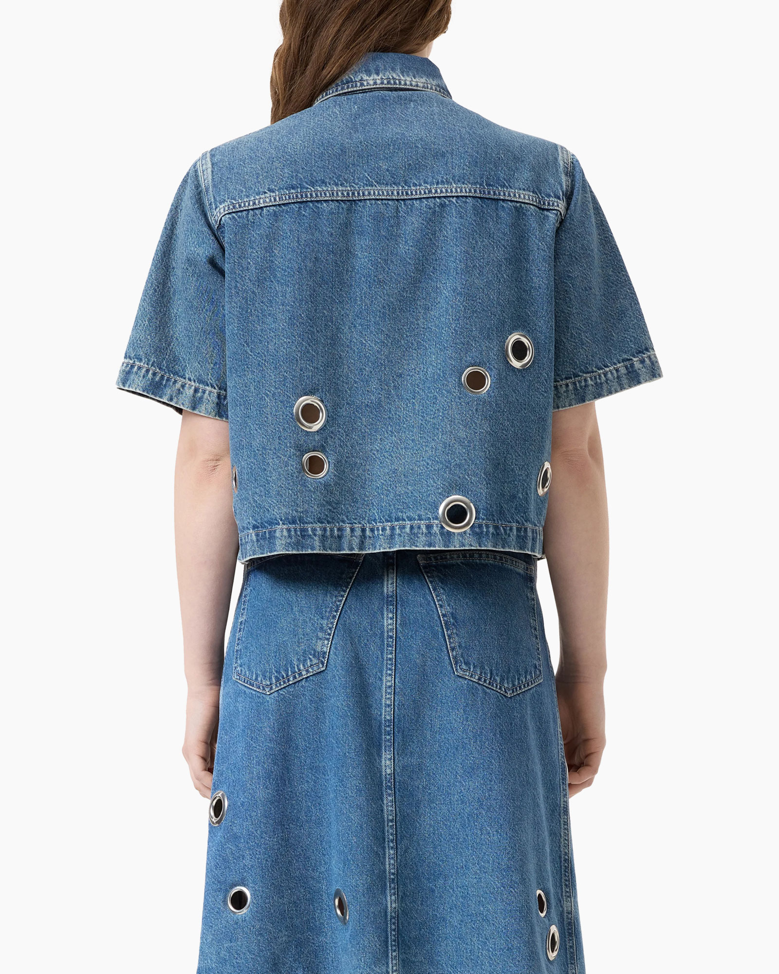 T-shirt Korte Mouw Short Sleeve Denim Shirt midden blauw