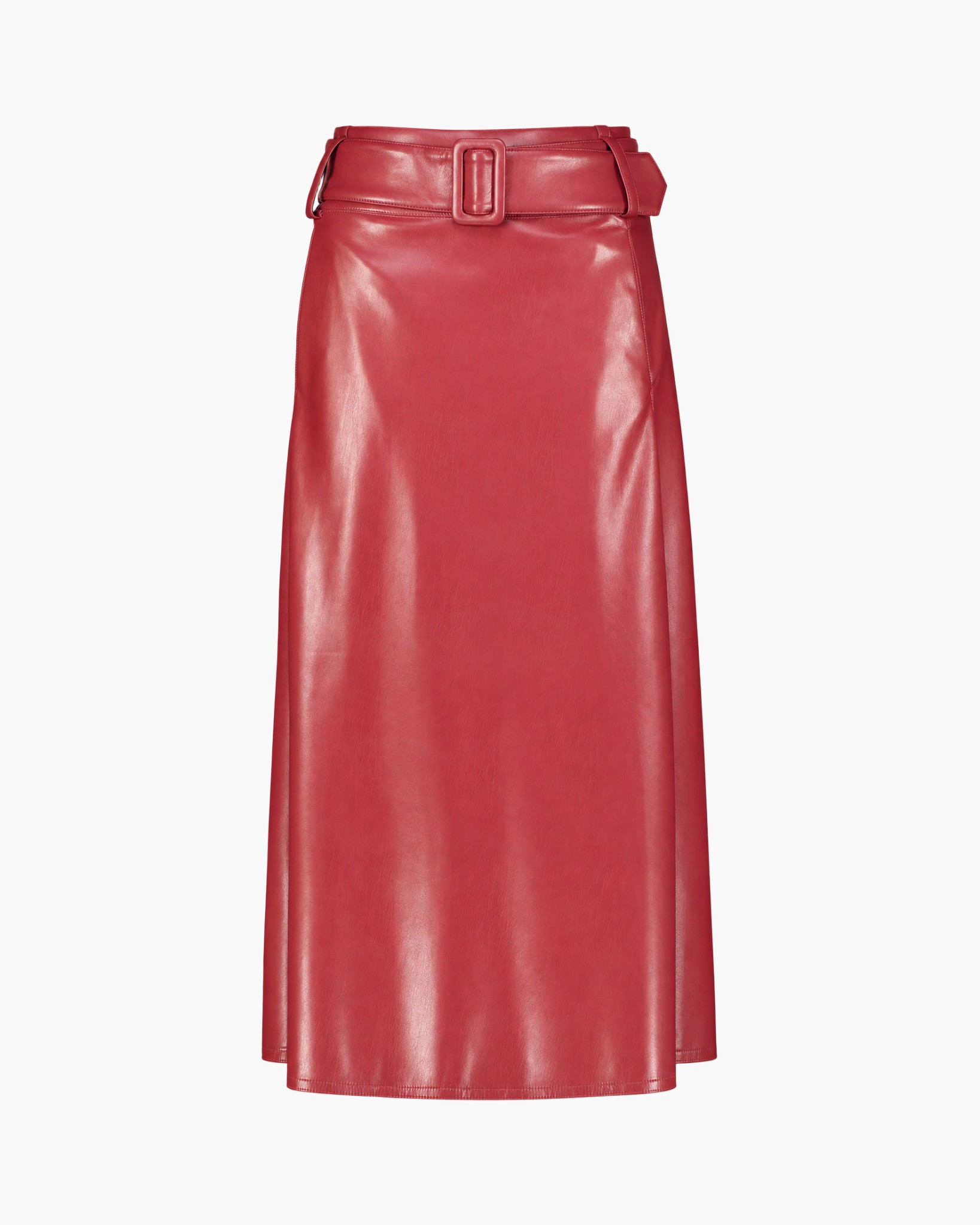 rood, leer, rok, riempel, midi