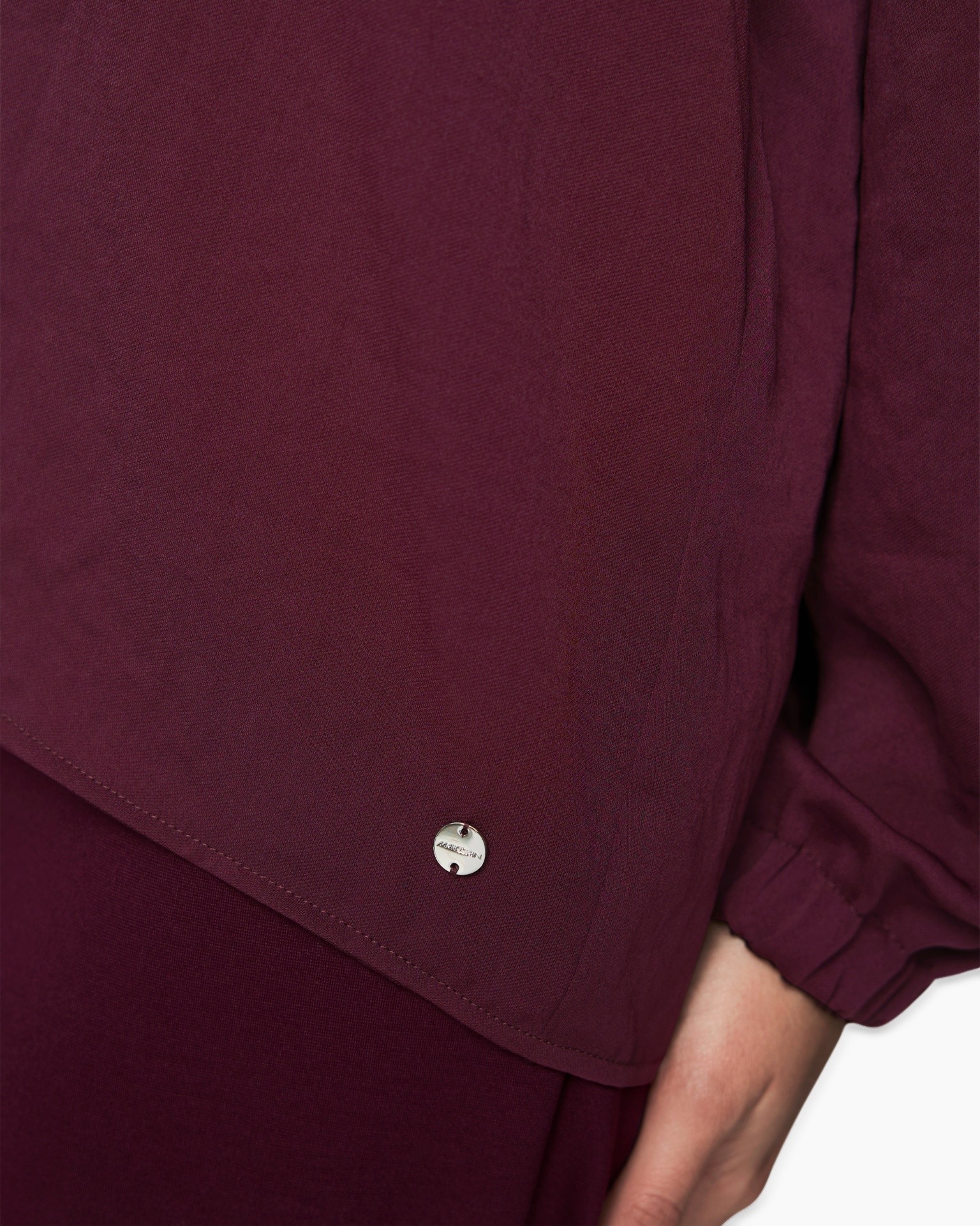 bordeaux, lange mouwen, top, brei, metalen logo