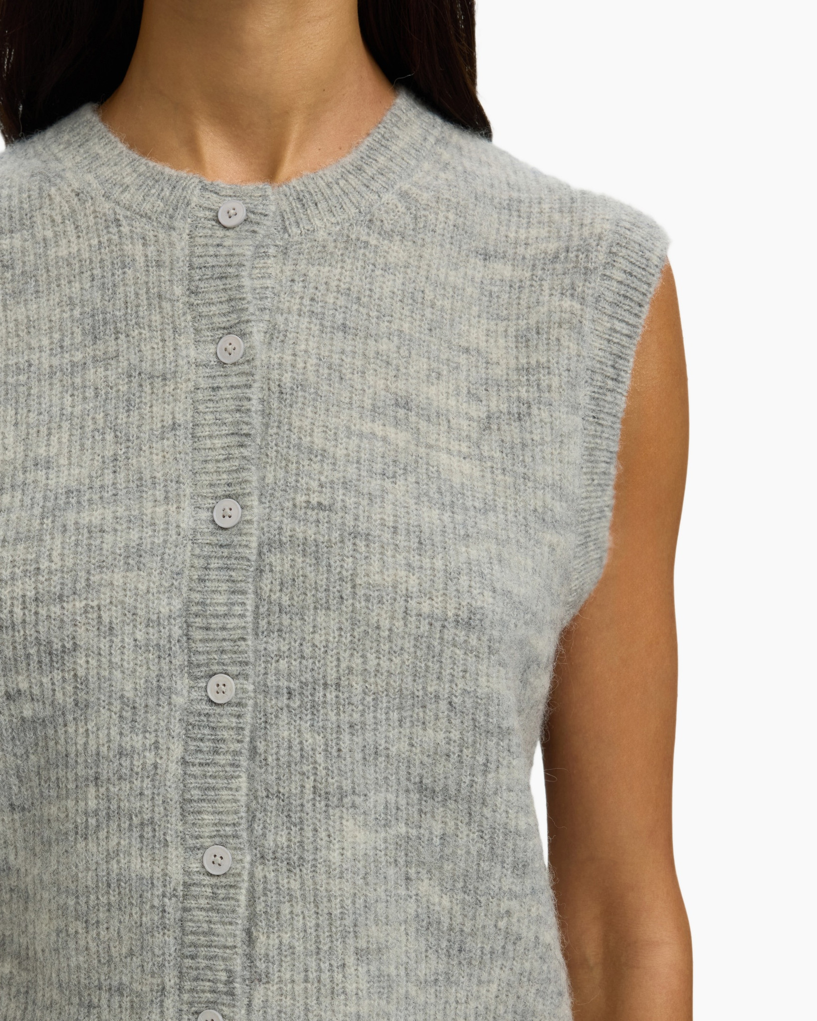 Slflulu Sl Button O-Neck Vest Ex, Light Grey Gem, S Slflulu Sl Button O-Neck Vest Ex, Light Grey Gem, S