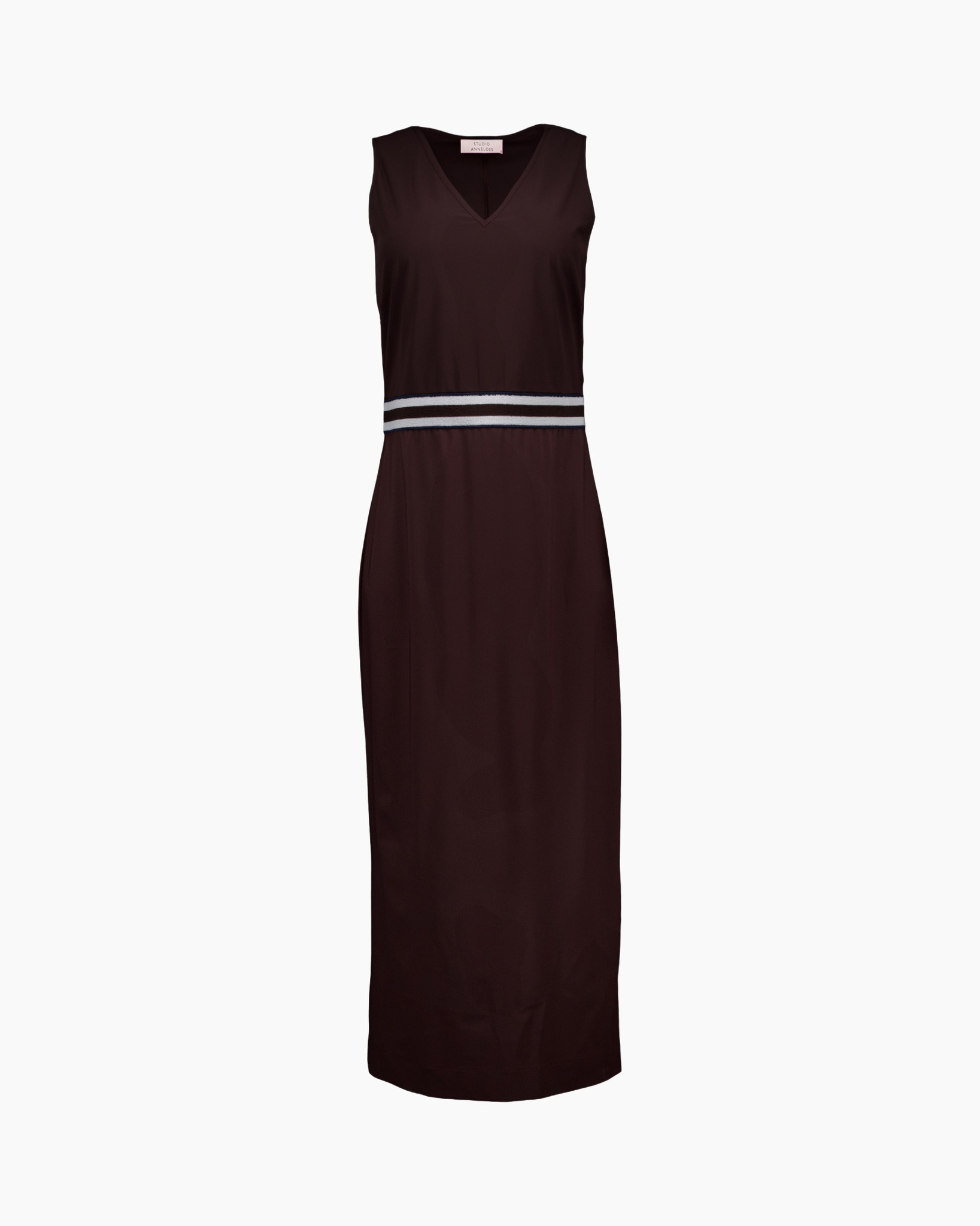 dress, maxi dress, sleeveless, solid color, waist band