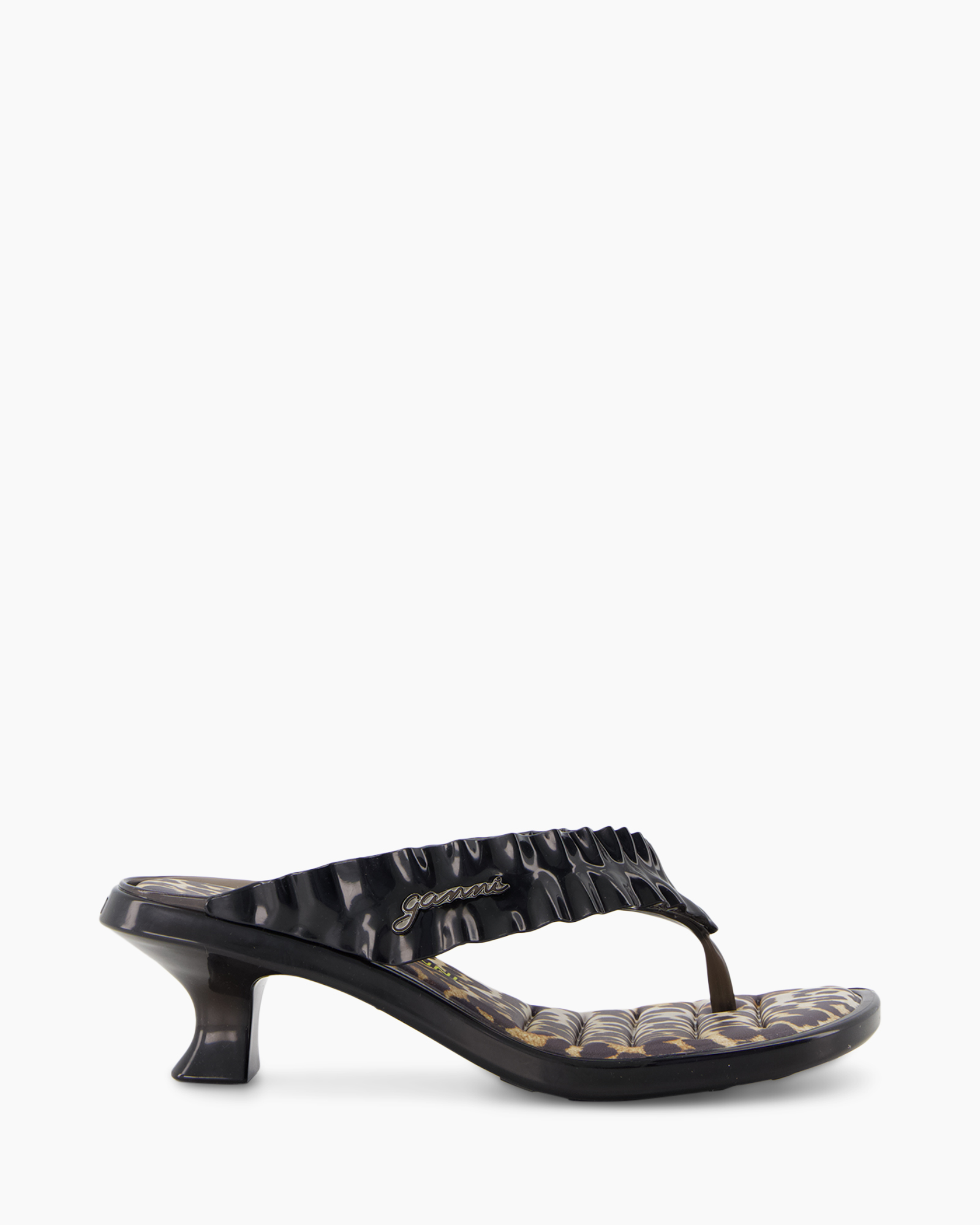 sandalen, slippers, middelhooghiel, flip-flop, geruide band