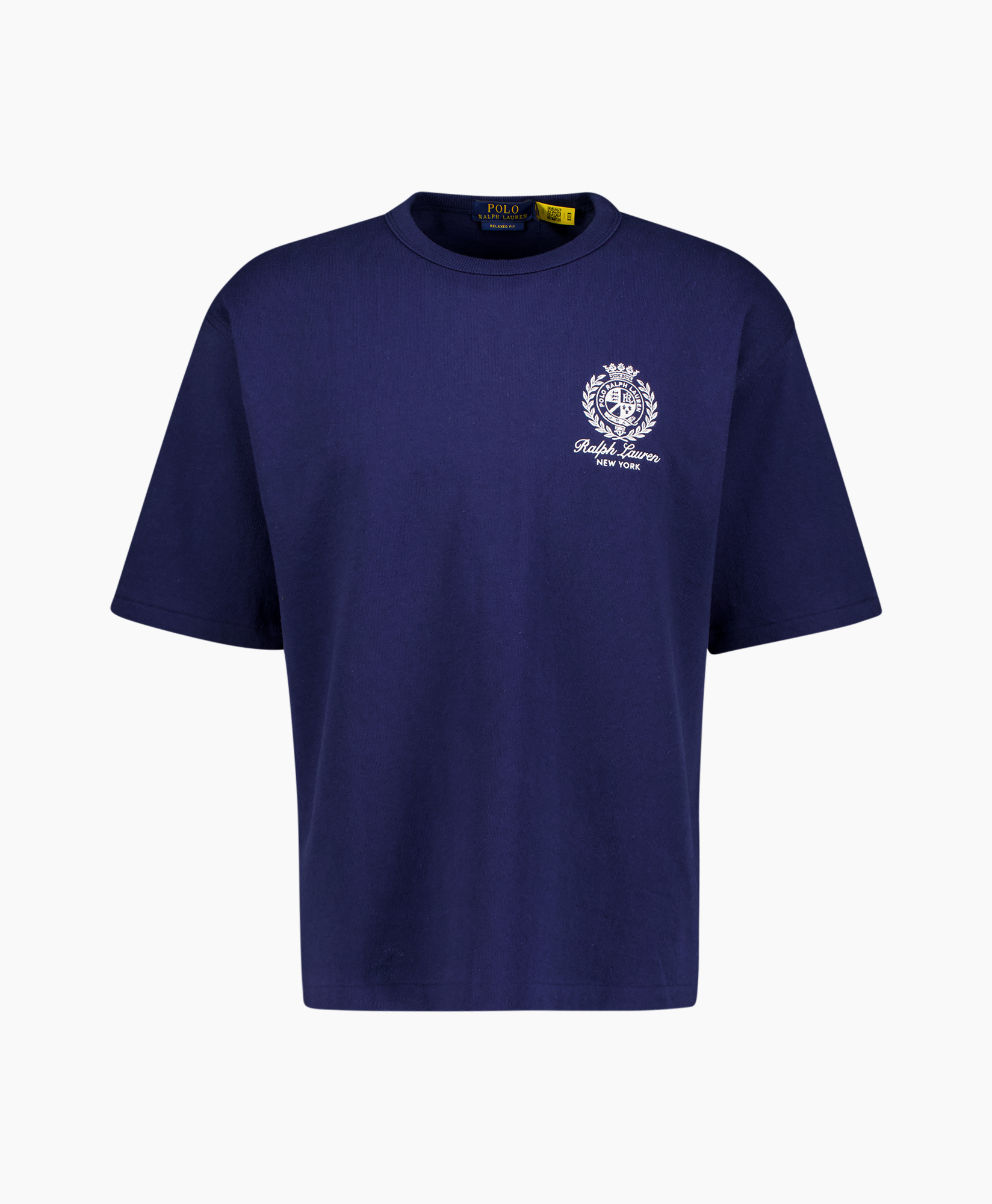 t-shirt, korte mouw, marineblauw, logo-embleem, rond hals