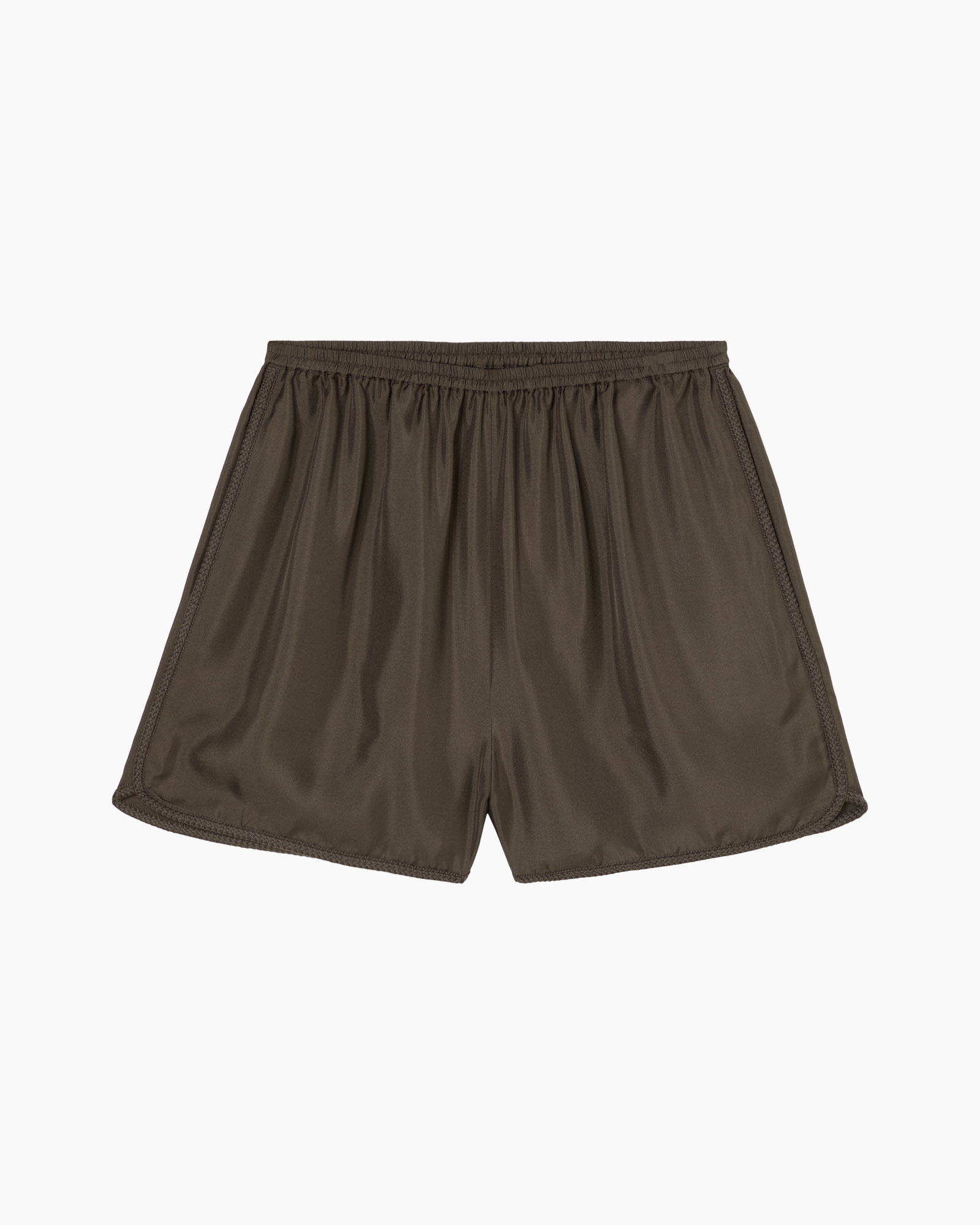 korte broek, athletisch, bruin, elastische tailleband, eenvoudig