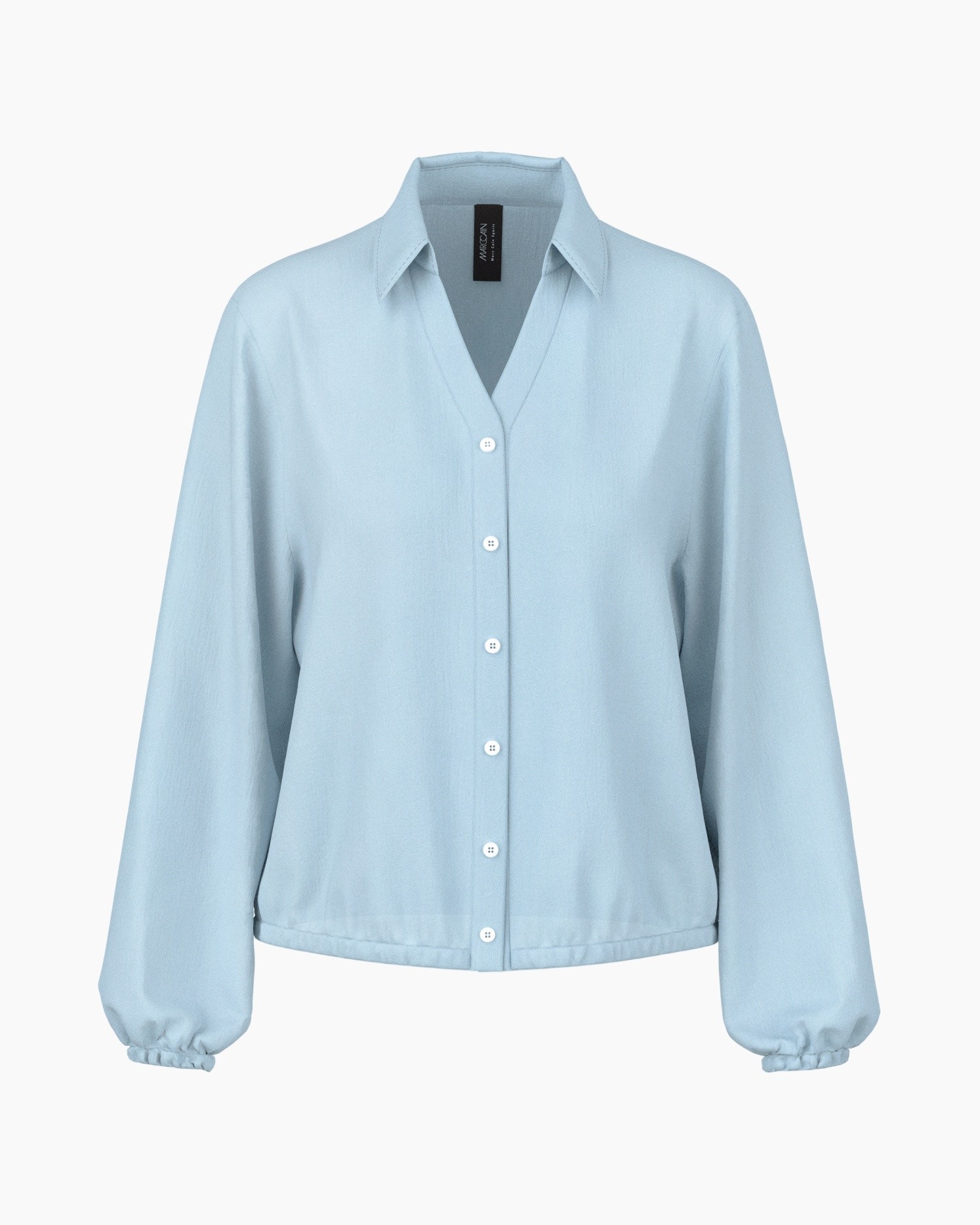 hemd, blouse, knop closures, lichtblauw, kraag