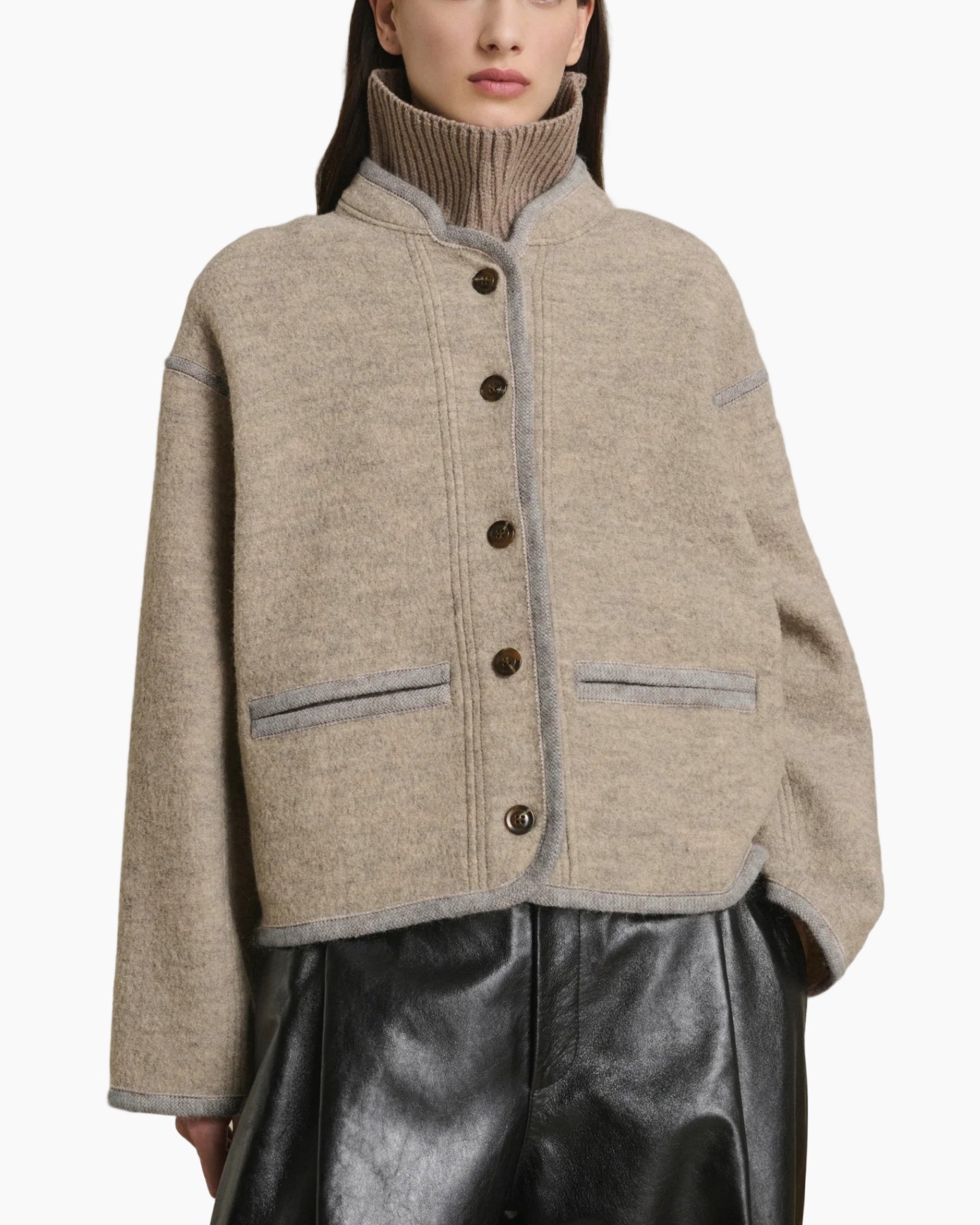 cardigan, beige, breastknit?, knopen, zakken