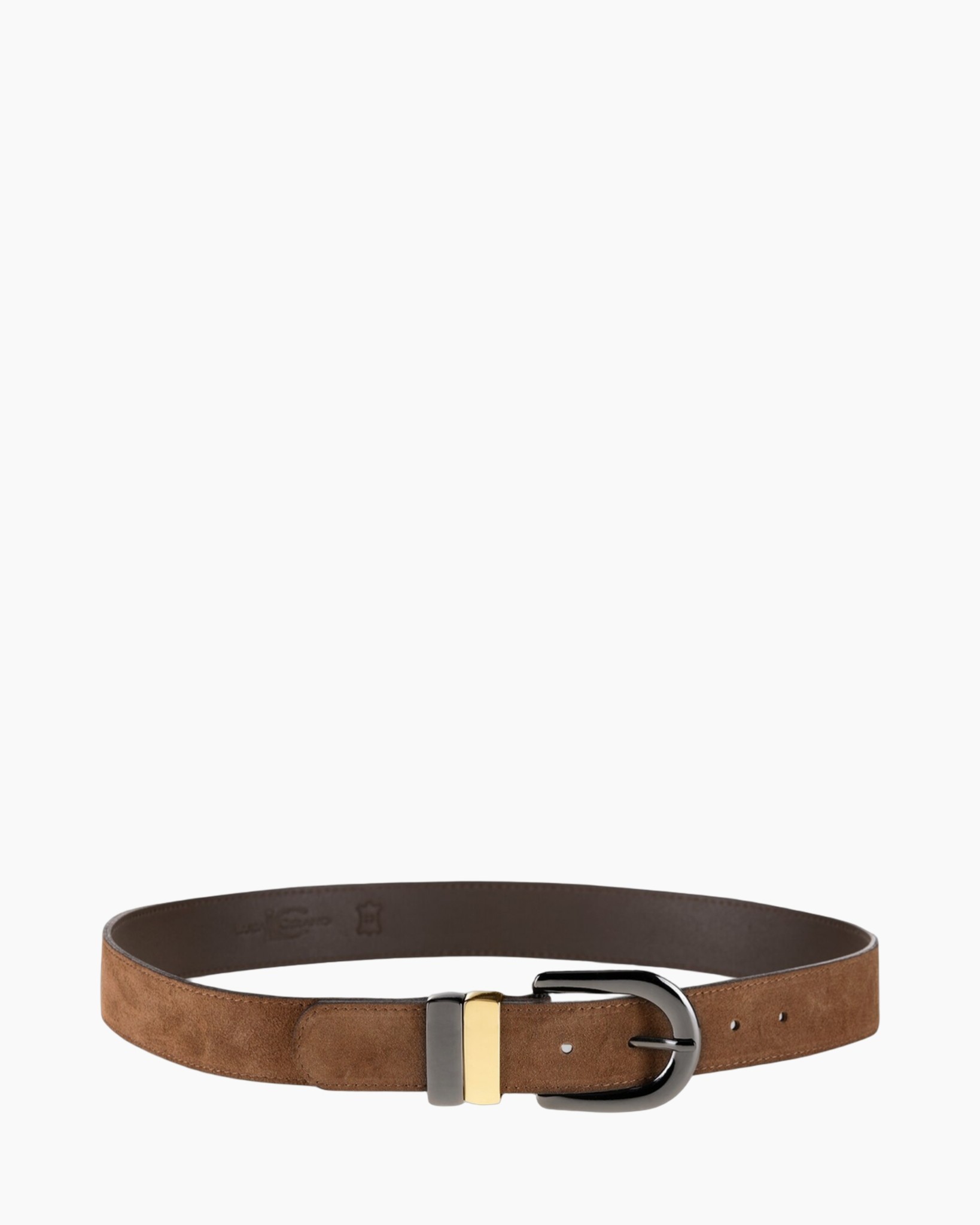 riem leer, bruin, suède, gesp, verstelbaar
