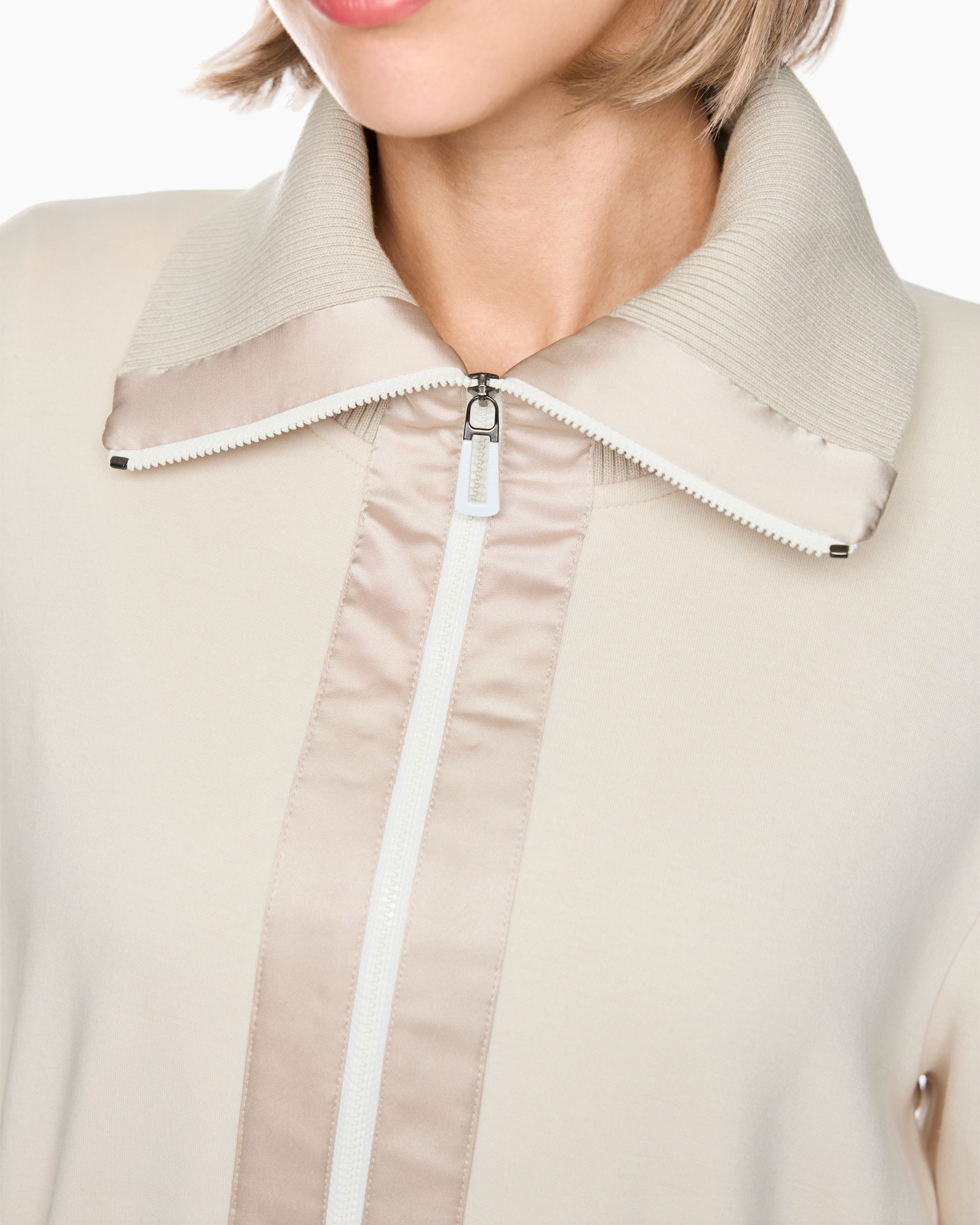 jas, rits, kraag, beige, jacket