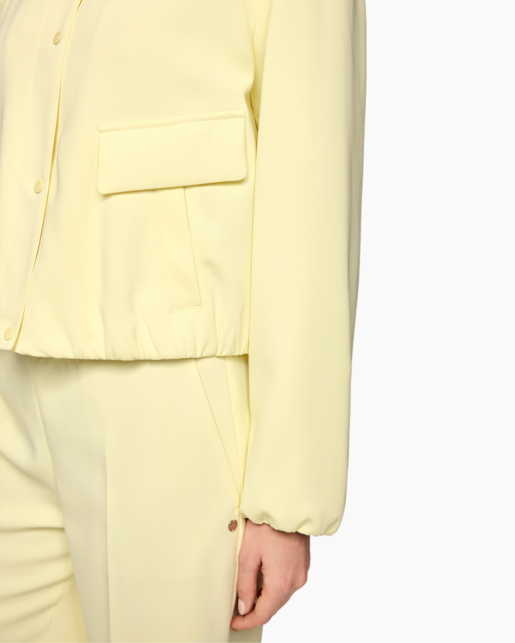 jacket, pocket, long sleeve, button, pastel yellow