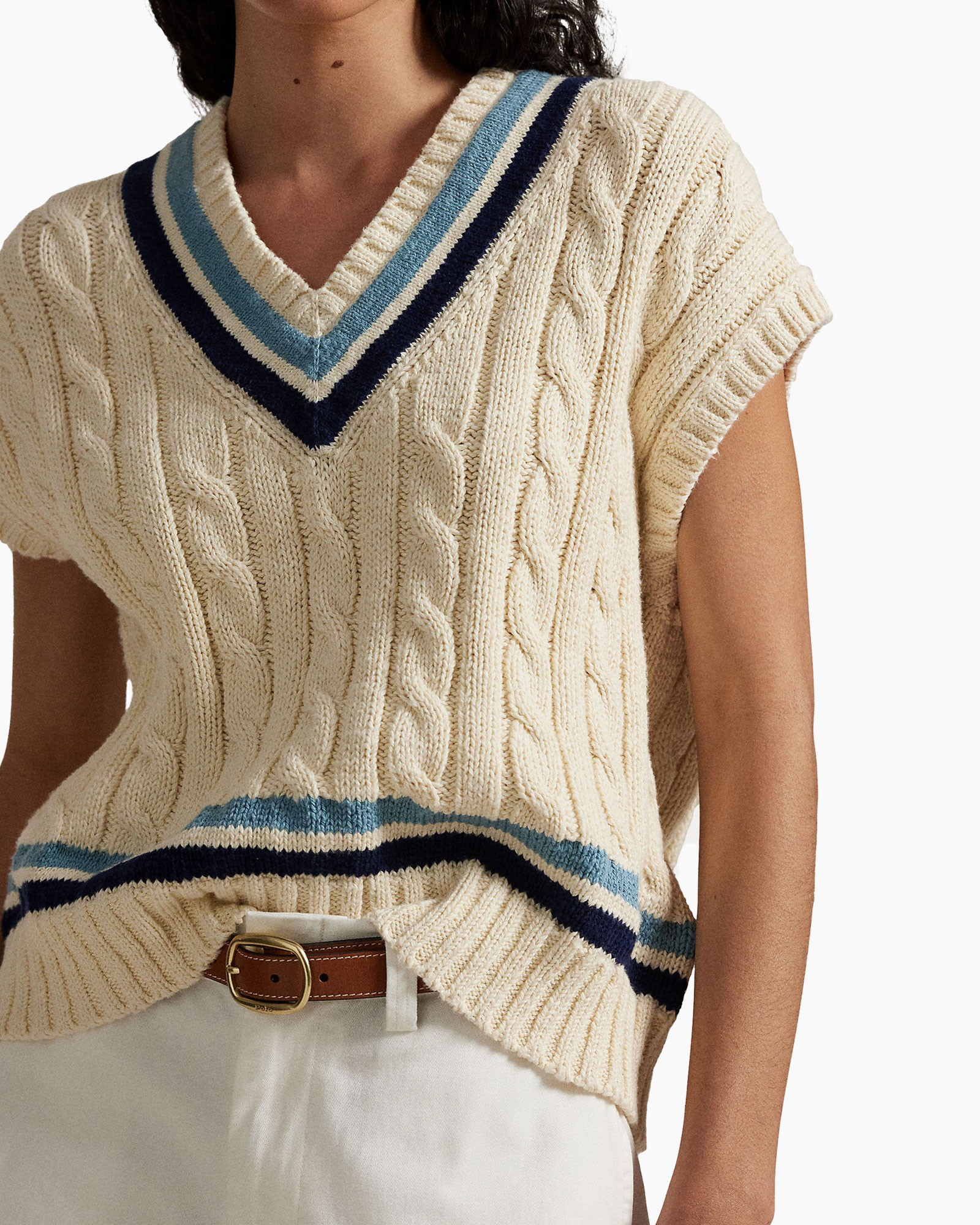 Gilet Cable Knit Cotton Crickets  Off White