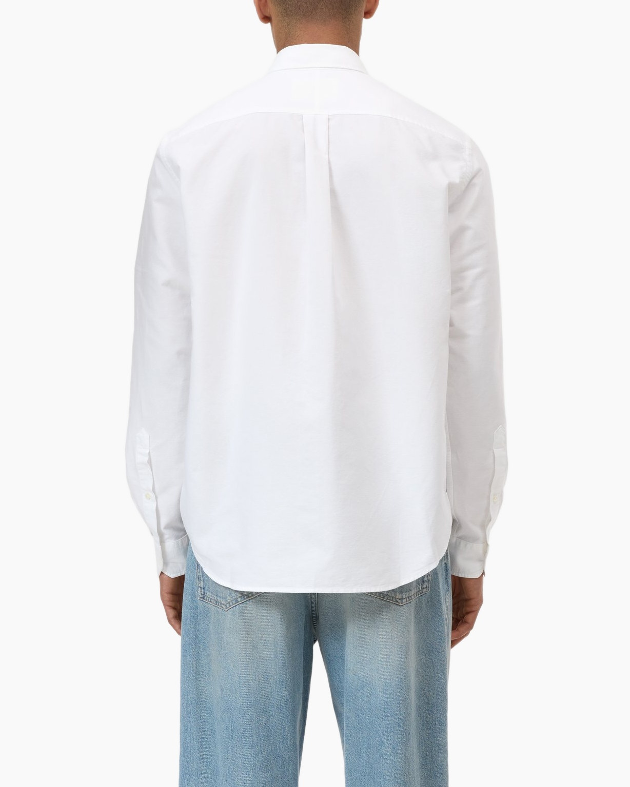 shirt, wit, knopen-down, lange mouw, zak