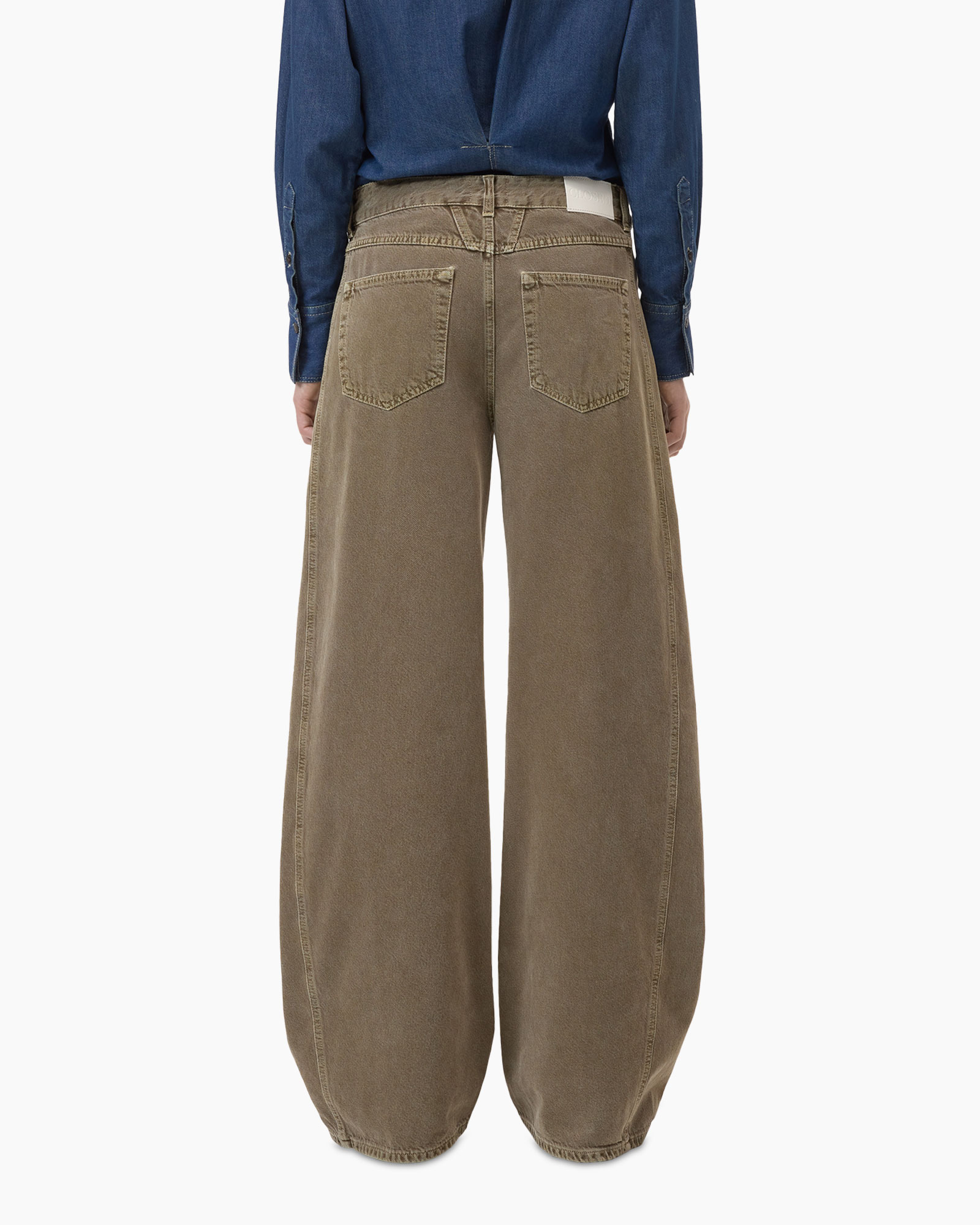 pantalon brede pijp, bruin kleur, kledingstuk sleutelatribut, broek wijd uitlopend, broek van katoen