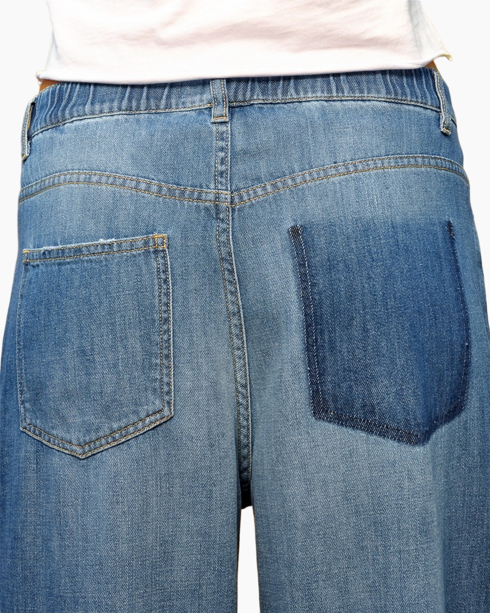 spijkerbroek, denim, achterkant, achterzak, patch