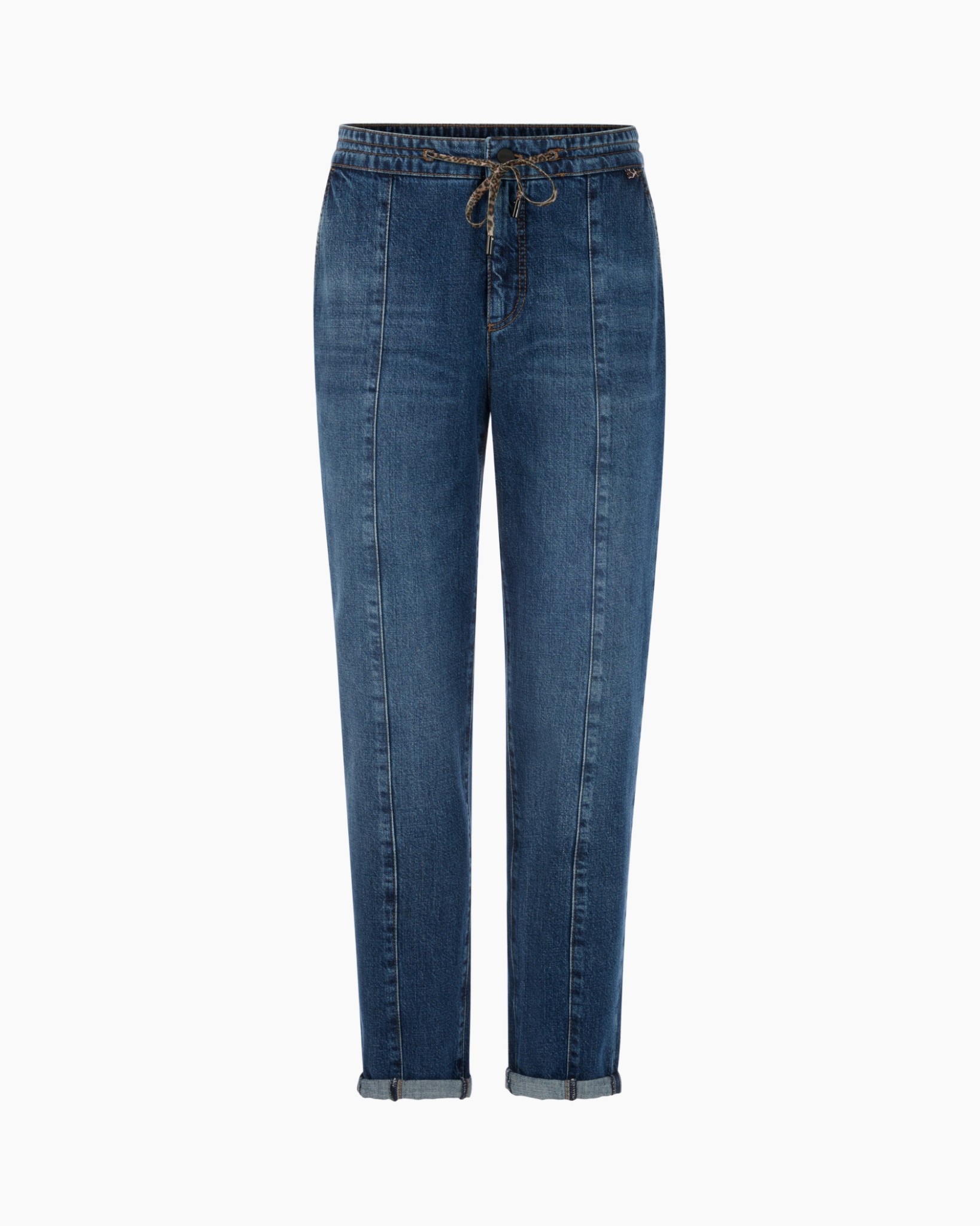 spijkerbroek, denim, touwsluiting, recht model, blauw