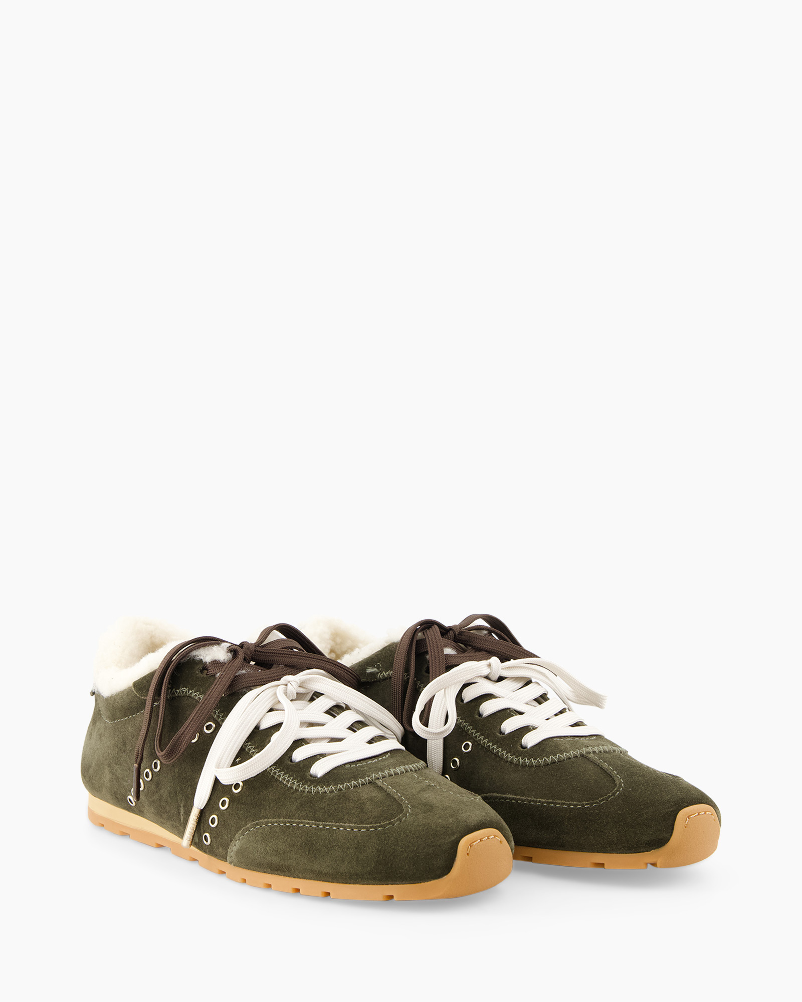 Schoen, Sneaker, Laarsje, Olijfgroen, Suede