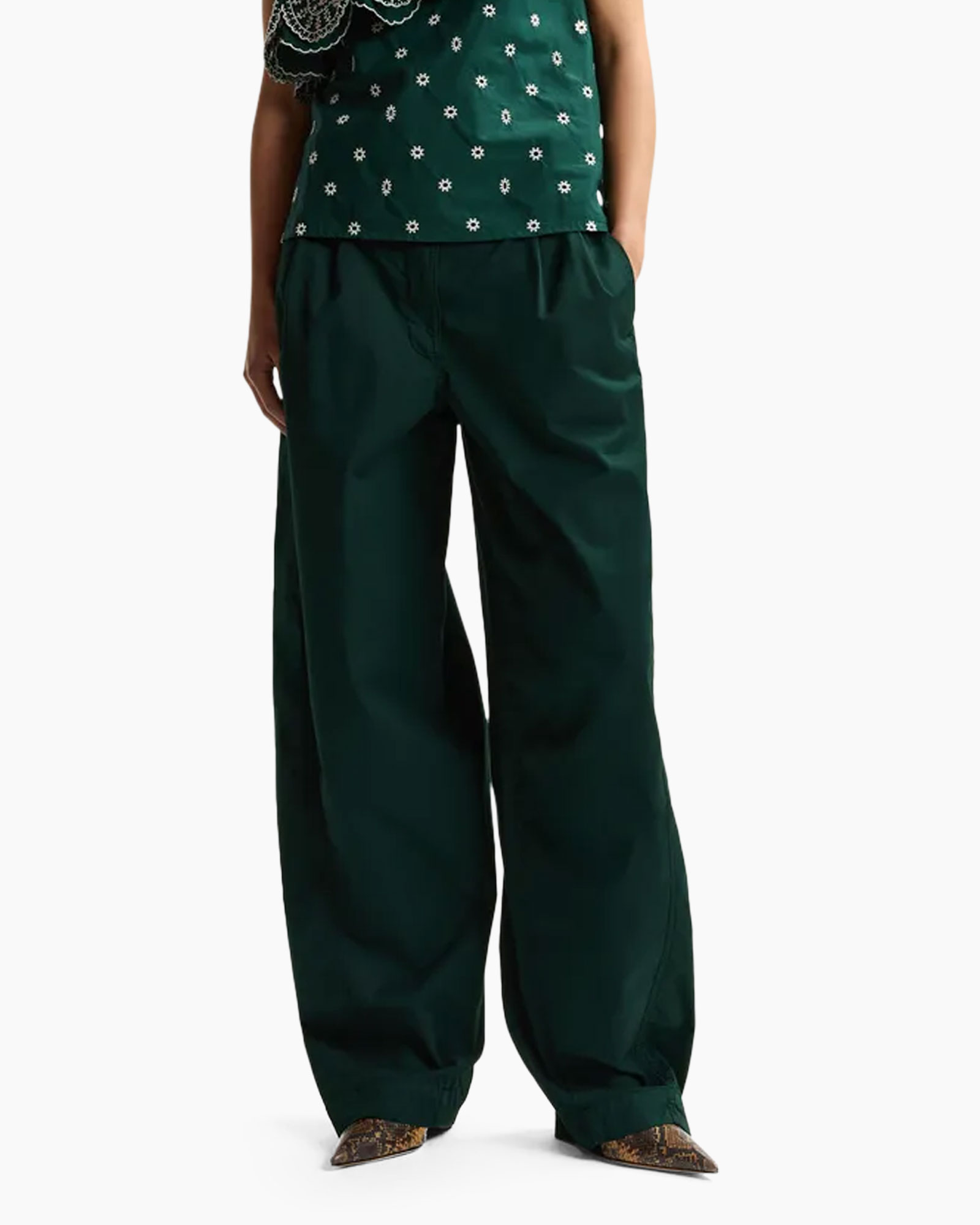 wijd, broek, groen, broeken, losse pasvorm