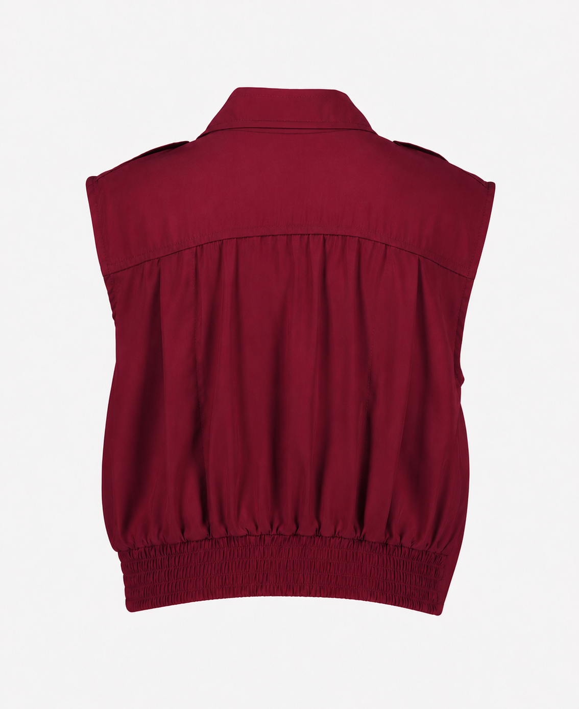 blouse zonder mouwen, knopen shirt, borderrijke bordeaux, heldere blouse, kraagtop