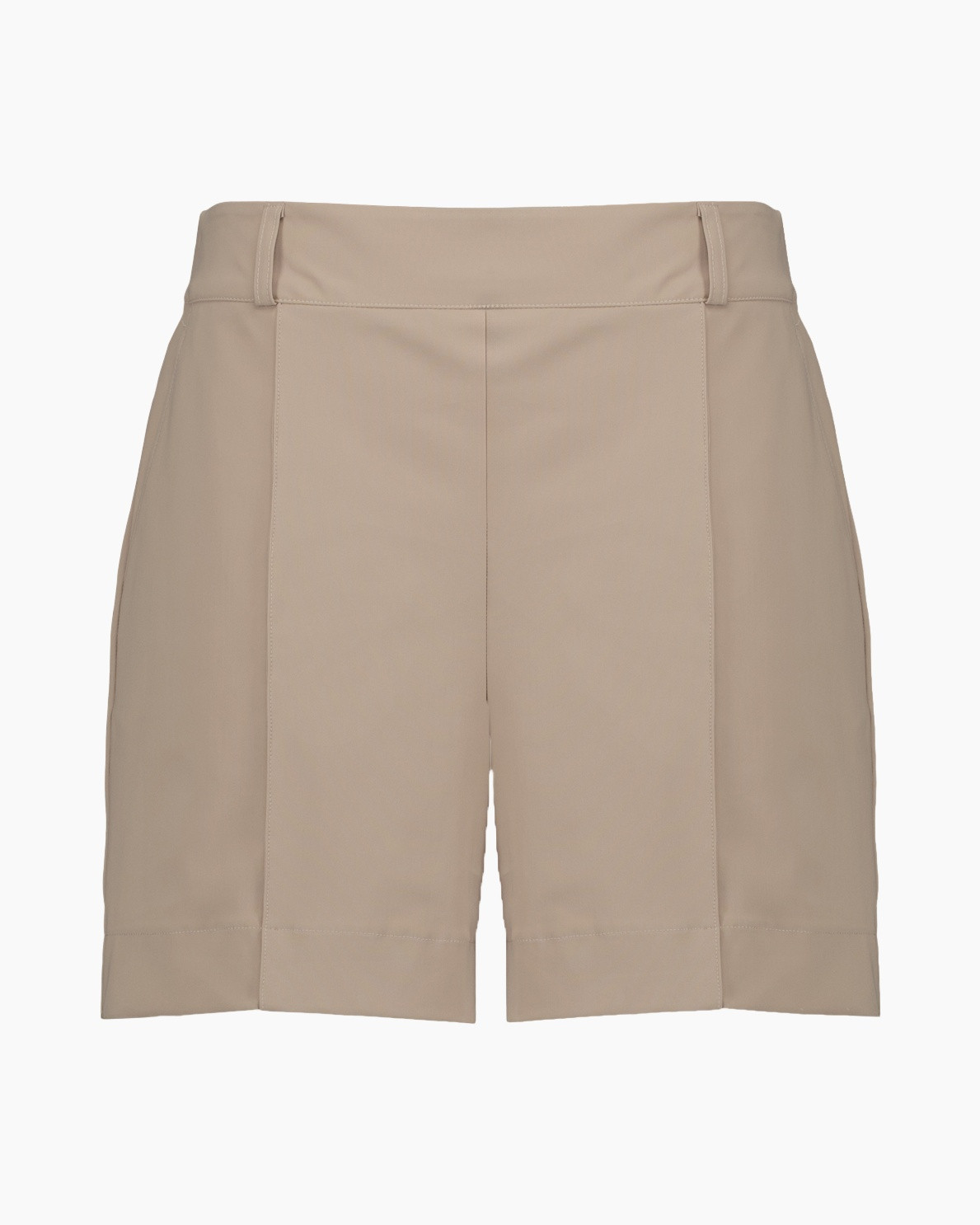 shorts, beige, hoog taille, plooien, broek