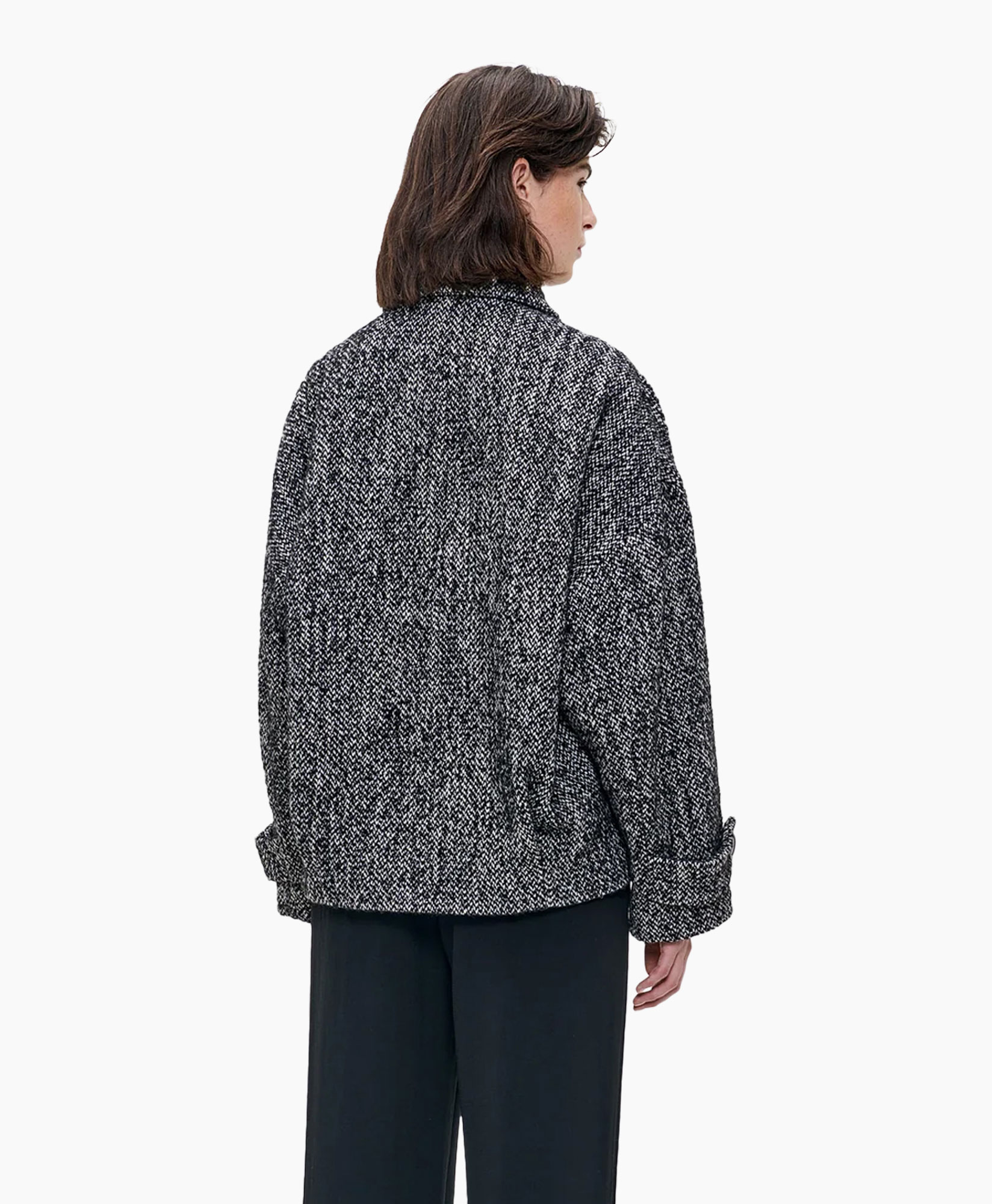 Mantel Tweed Short Zwart