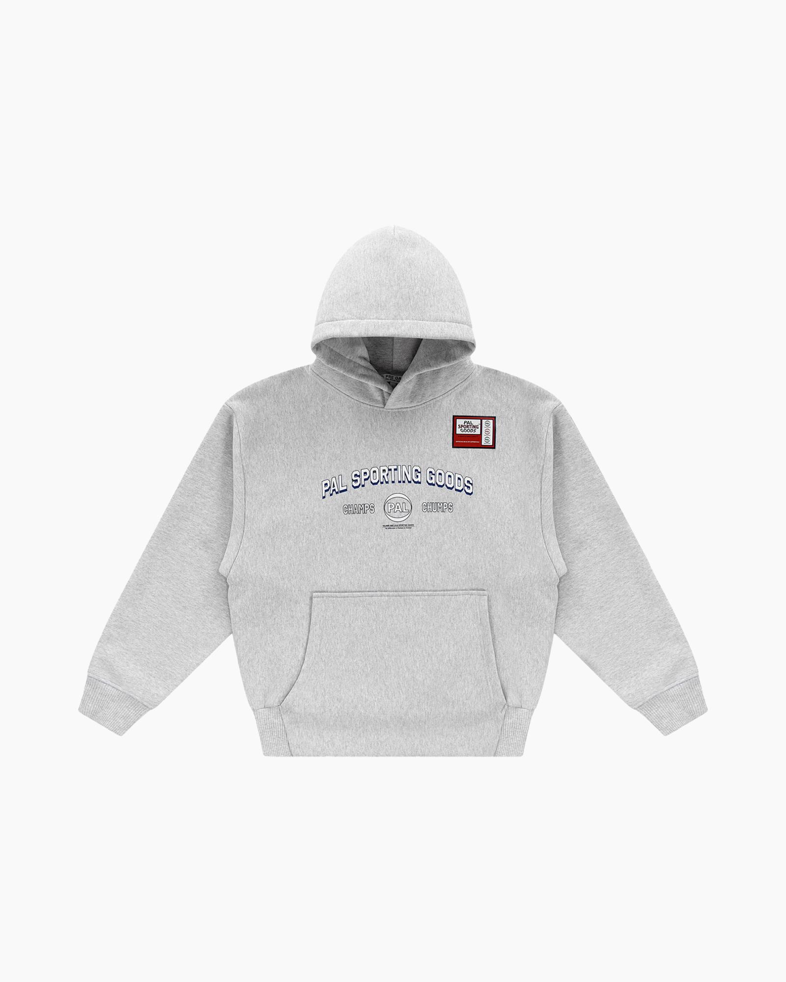 hoodie, grijs, hooded sweatshirt, voorzak, logo patch