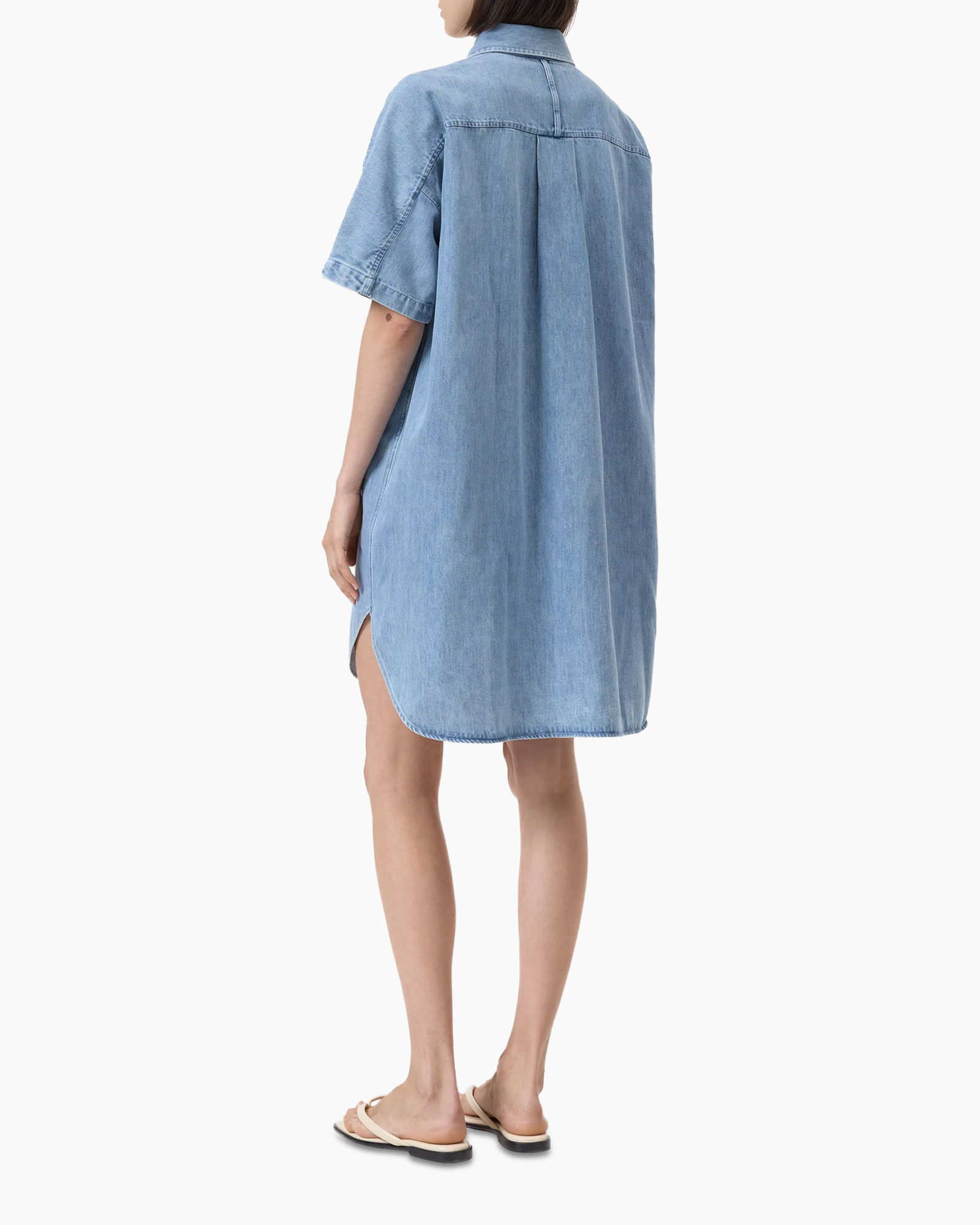 Mini Jurk Shirtdress Licht Blauw