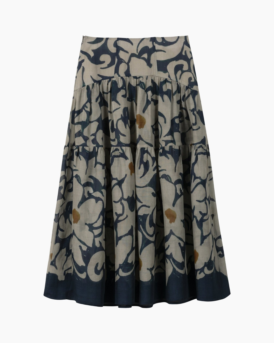 rok, getand, print, linnen, marine