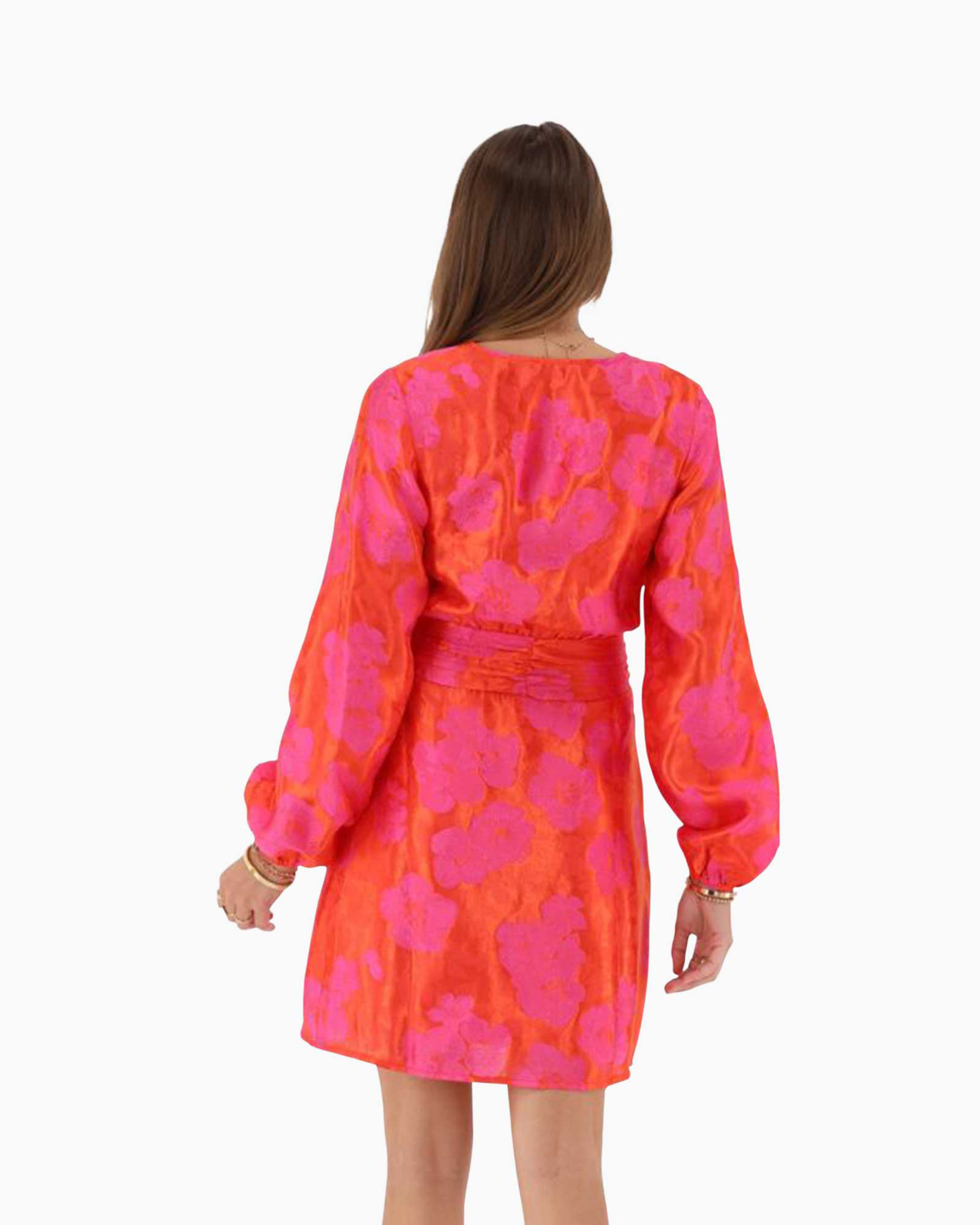Jurk Jacquard Wrap Dress Oranje