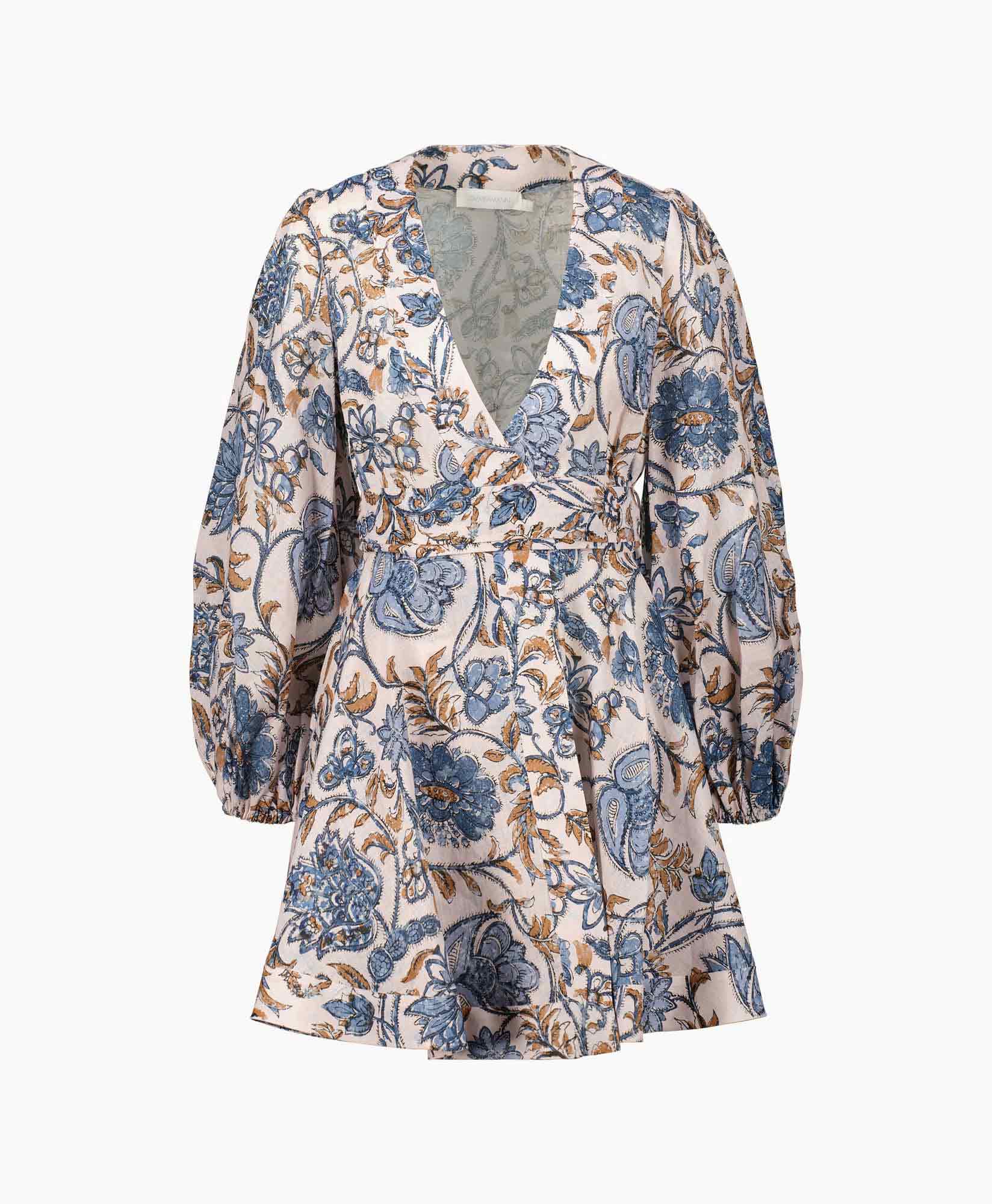Zimmermann Jurk Vitali Wrap Short Dress Blauw