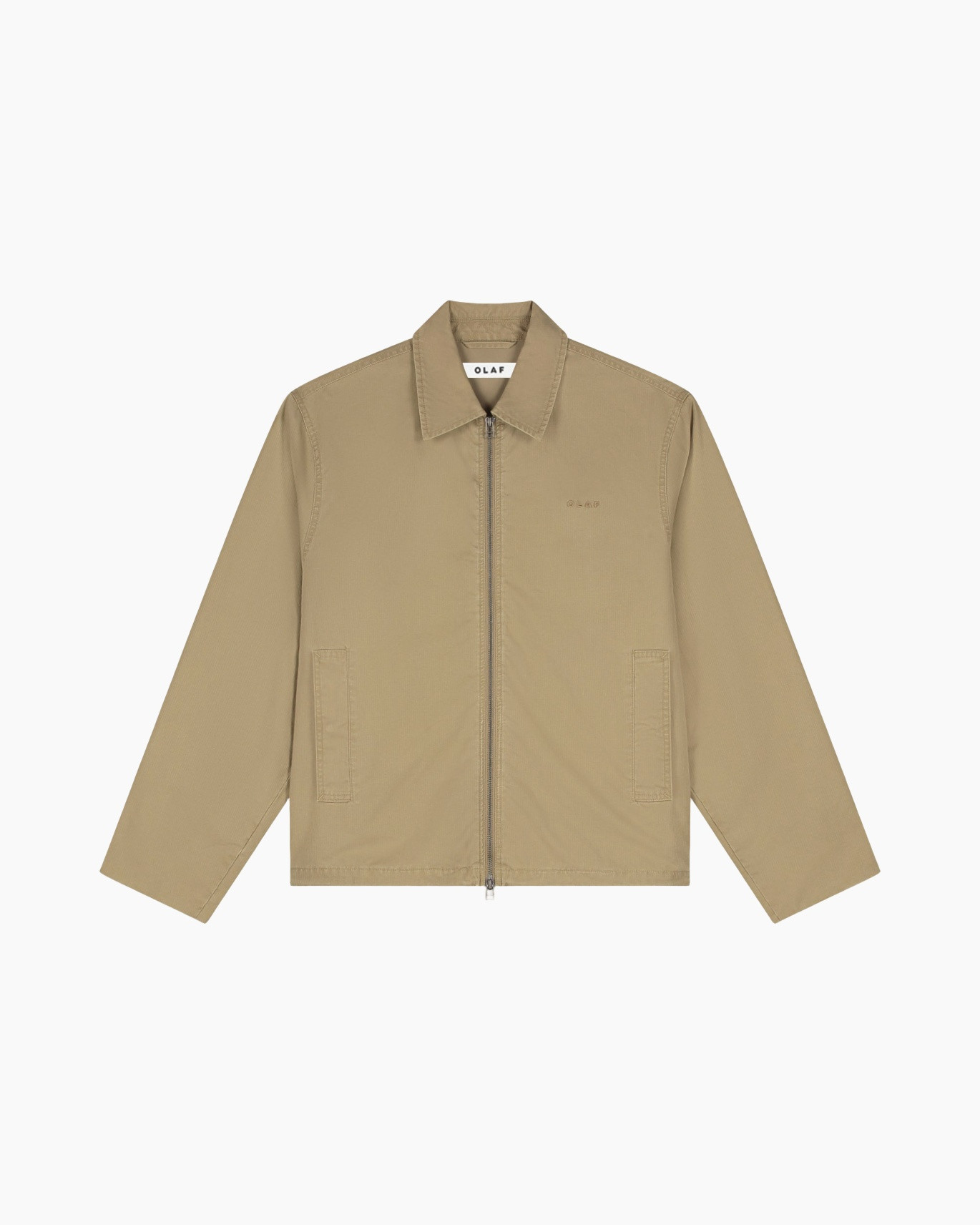 jacket, beige, zipper, collar, pockets